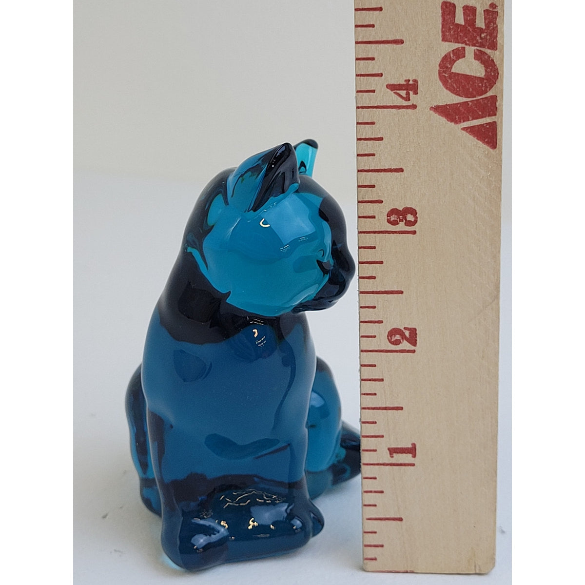 Vintage Fenton Glass Twilight Cobalt Blue Sitting Cat Kitten Figurine