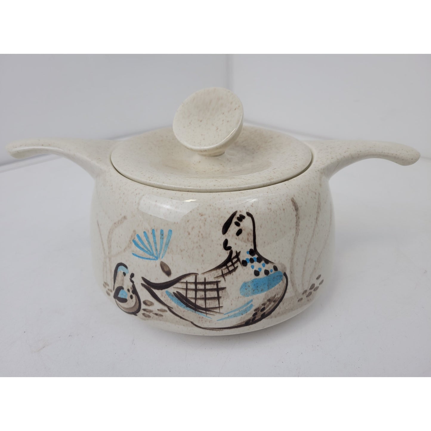 1950s MCM Pair of Red Wing Pottery "Bob White" Tureens Casserole Dishes