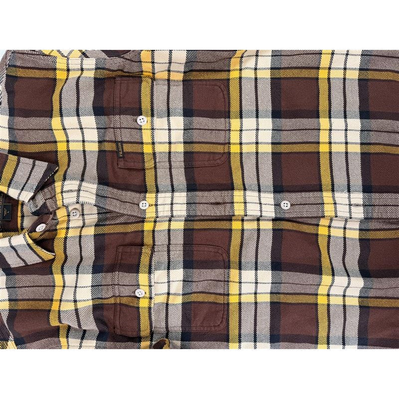 Filson Vintage Style Flannel Yellow and Brown Work Shirt Men's Sz L