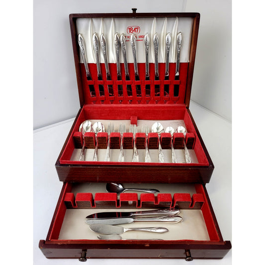 VTG 1847 Rogers Bros. Springtime Silver-Plated Flatware Set - 61 Pieces