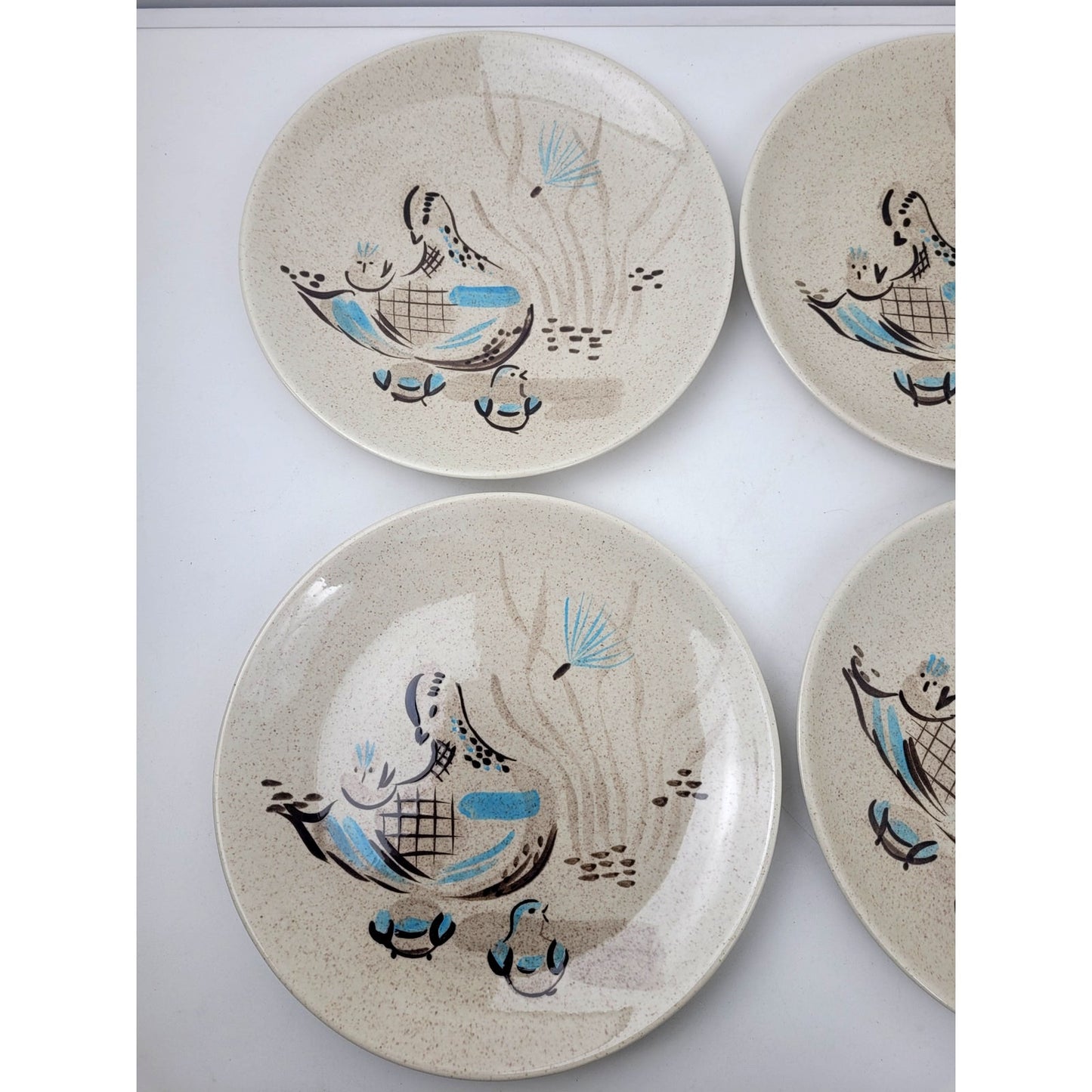 1950s MCM Red Wing Pottery "Bob White" Set of 6 Dinner Plates EUC