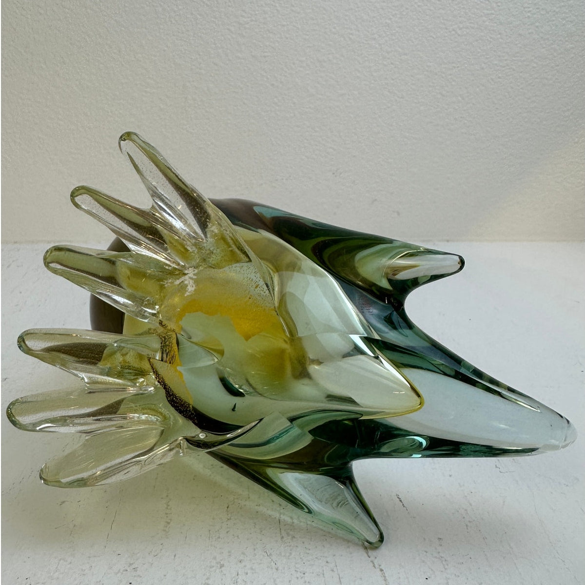 Vintage Murano Sommerso Art Amber & Green Glass Duck Figurine