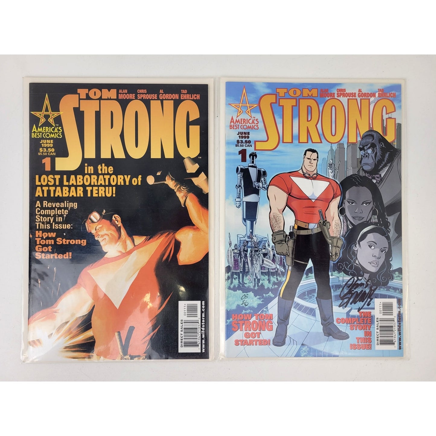 VTG Tom Strong Comic Books #1-36 Complete Set - Autographed by Sprouse & Adams