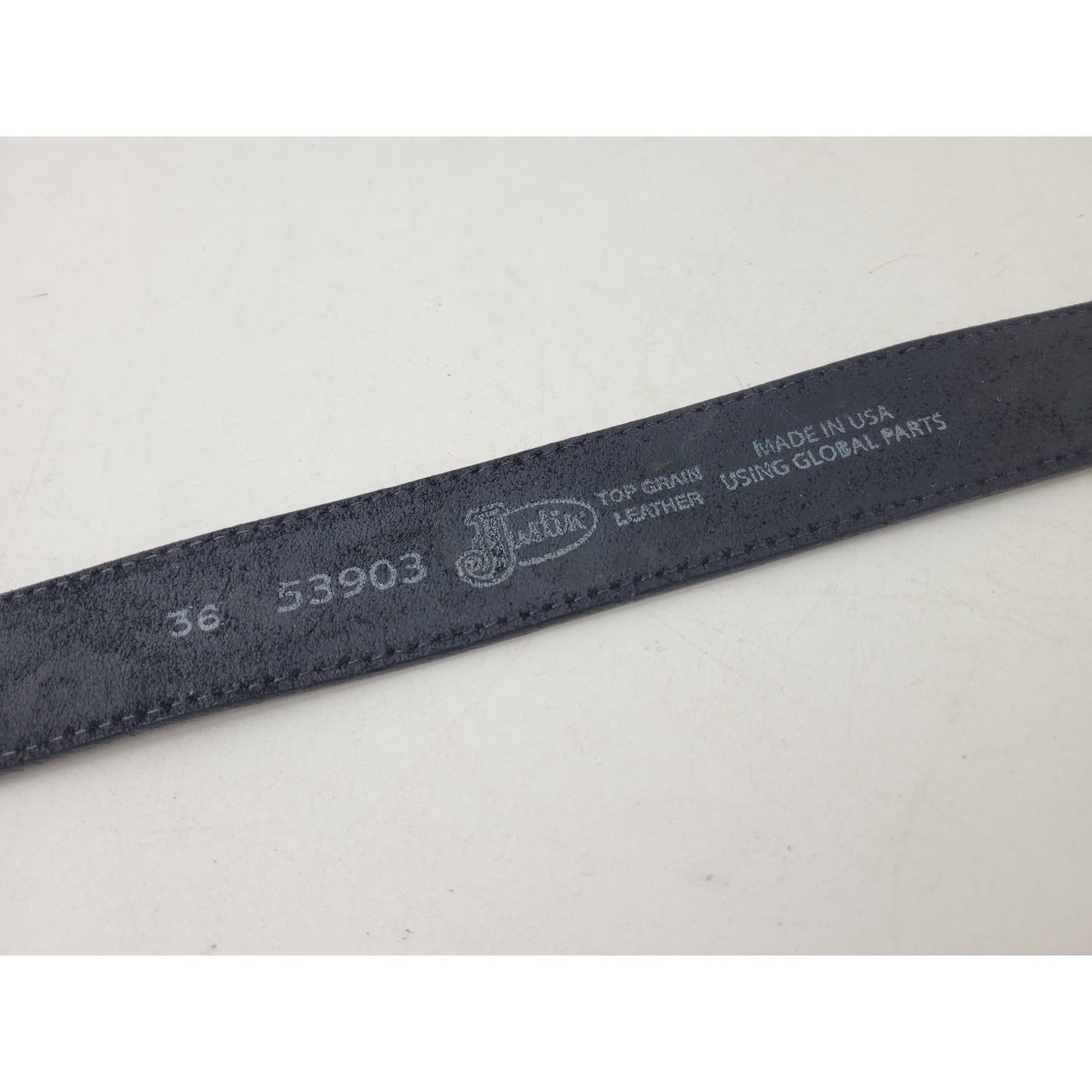 Justin Western Scroll Tooled Black Leather Belt Men's Sz 36