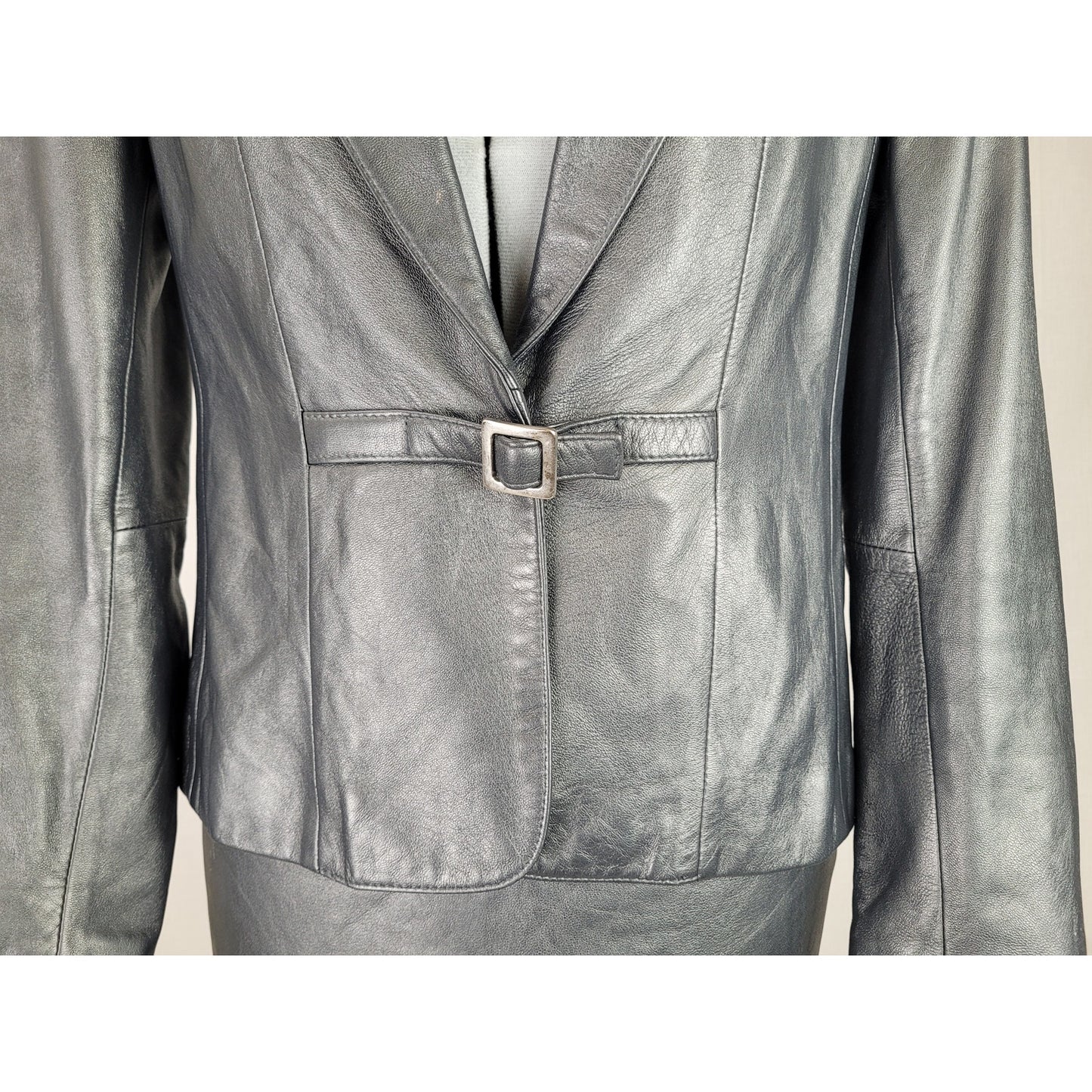 Vintage Leather Pencil Skirt Suit Sz S