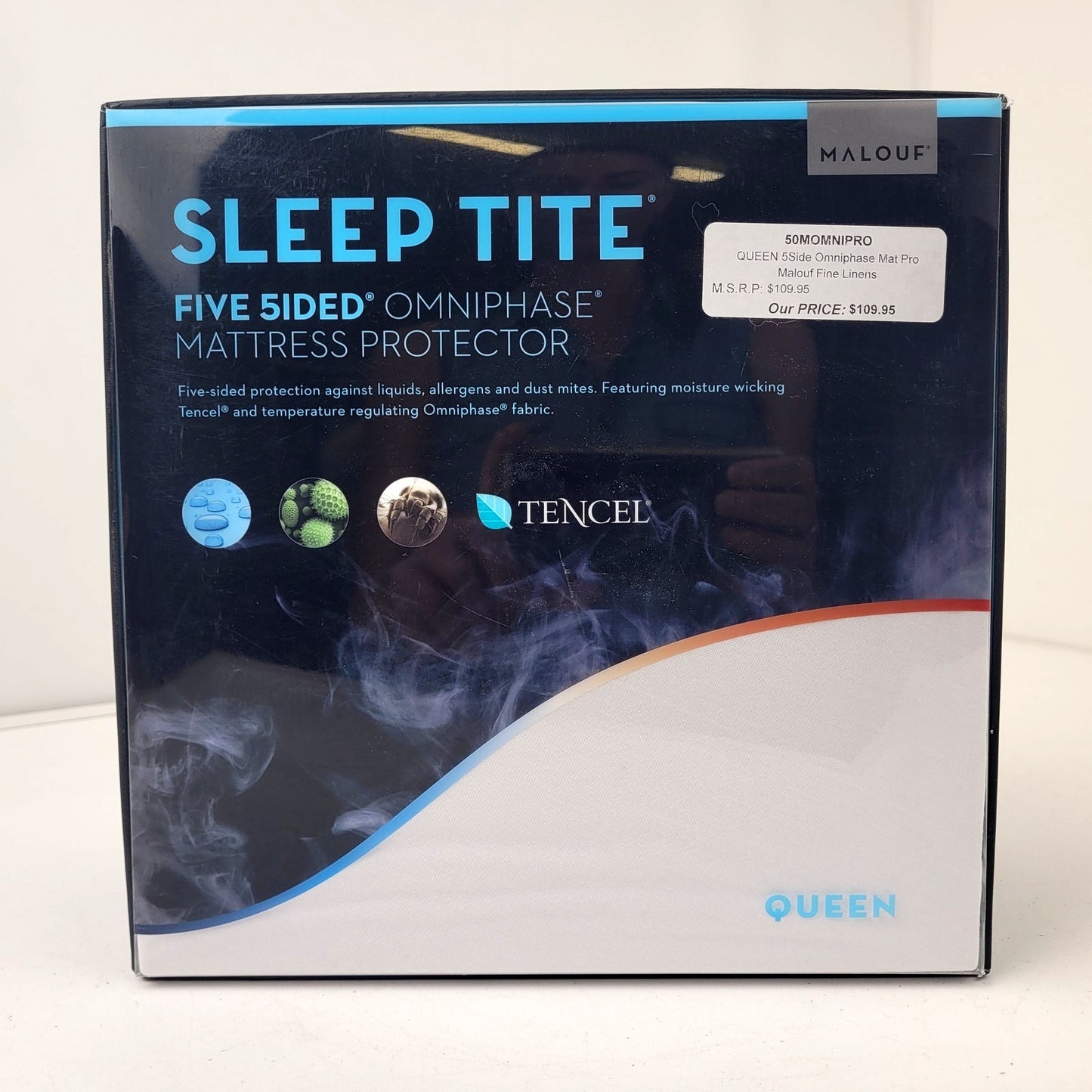 Malouf Sleep Tite Five-Sided Omniphase Mattress Protrector 100% Waterproof Queen