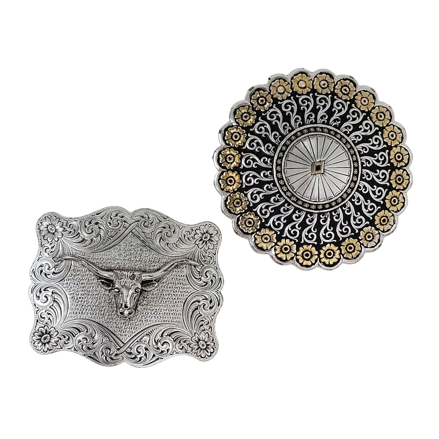 Montana Silversmiths Women's Western Belt Buckle Set of 2 - Silver Plated