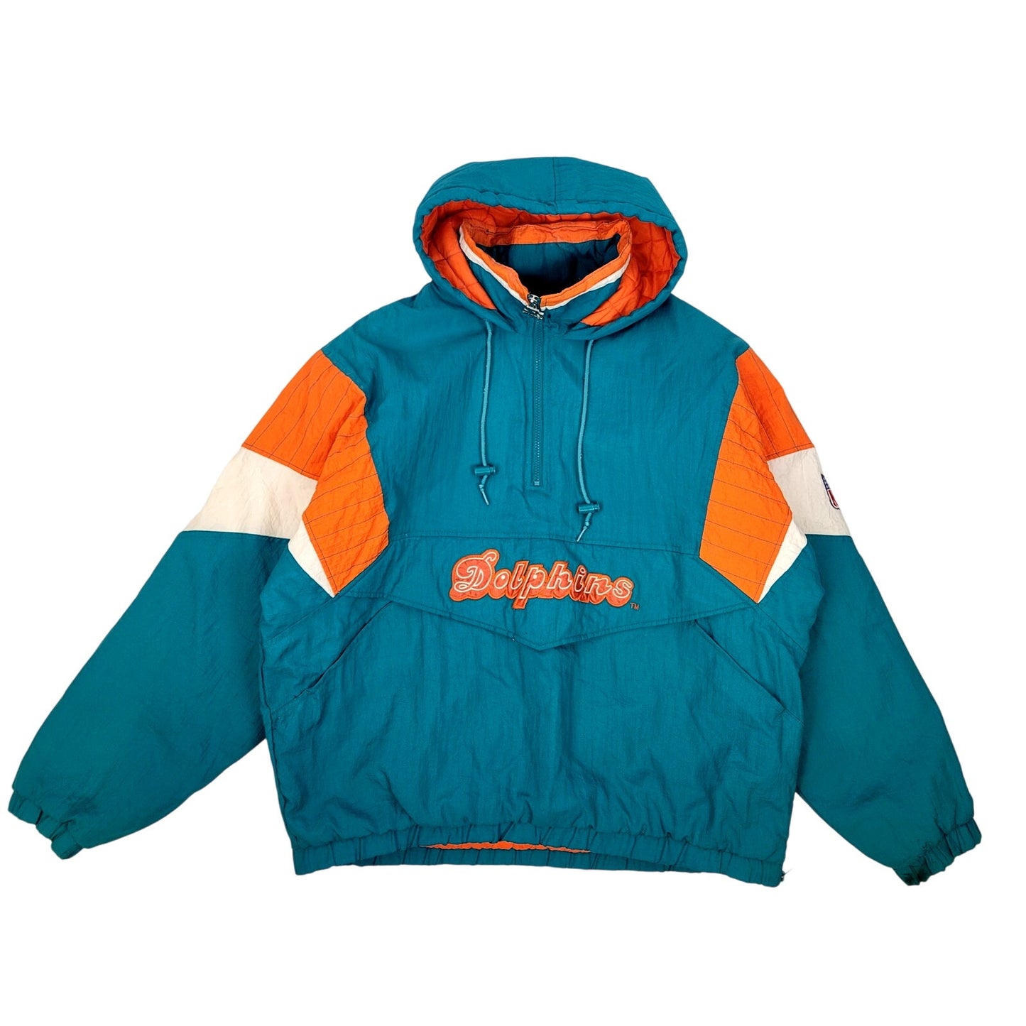 VTG 90s Miami Dolphins Half Zip Starter Brand Football Jacket Sz L