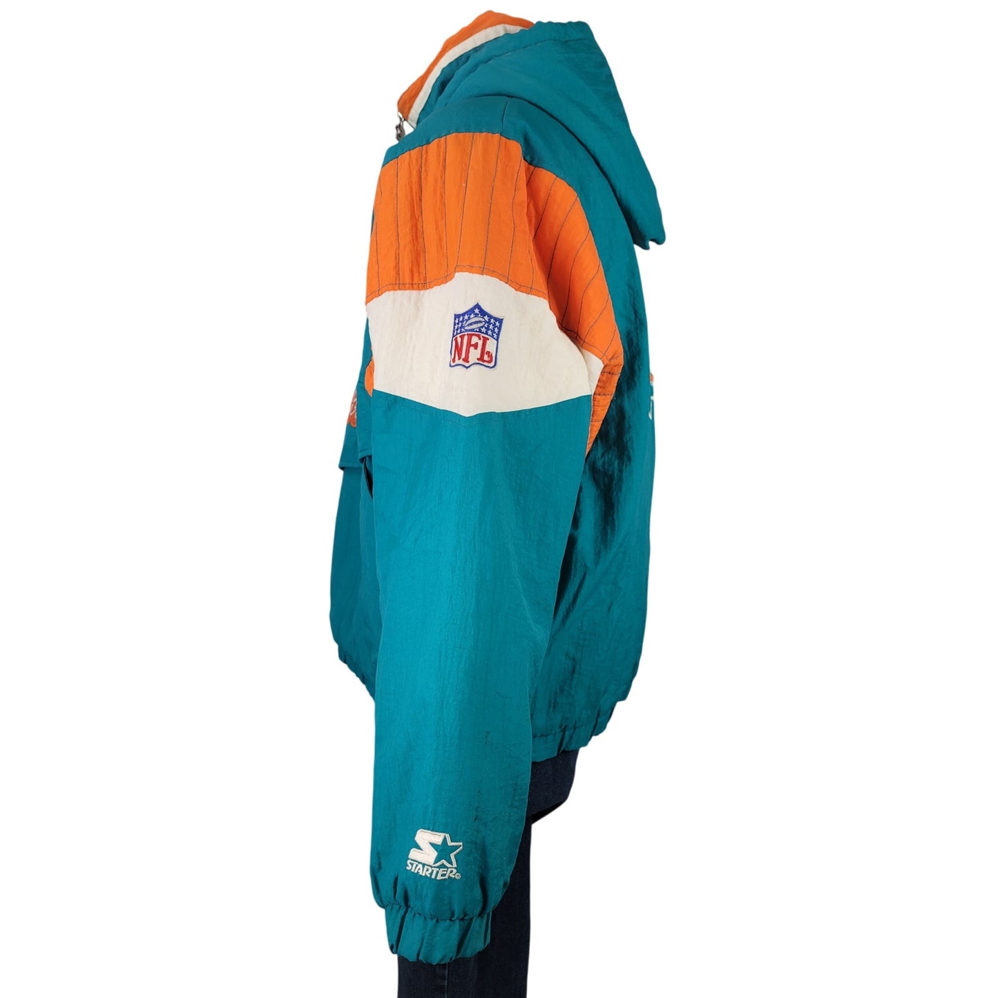 VTG 90s Miami Dolphins Half Zip Starter Brand Football Jacket Sz L