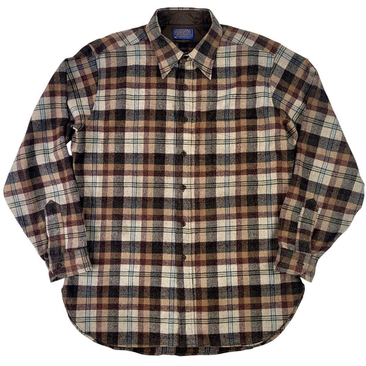 VTG 1970s Pendleton Virgin Wool Flannel Shirt Men's Sz L Made in USA