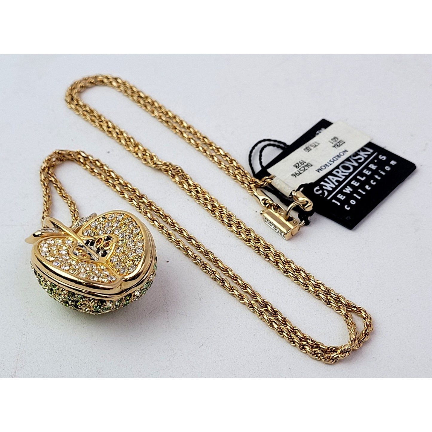 Rare Vintage Swarovski Crystal Green Apple Pendant NWT Retail $175