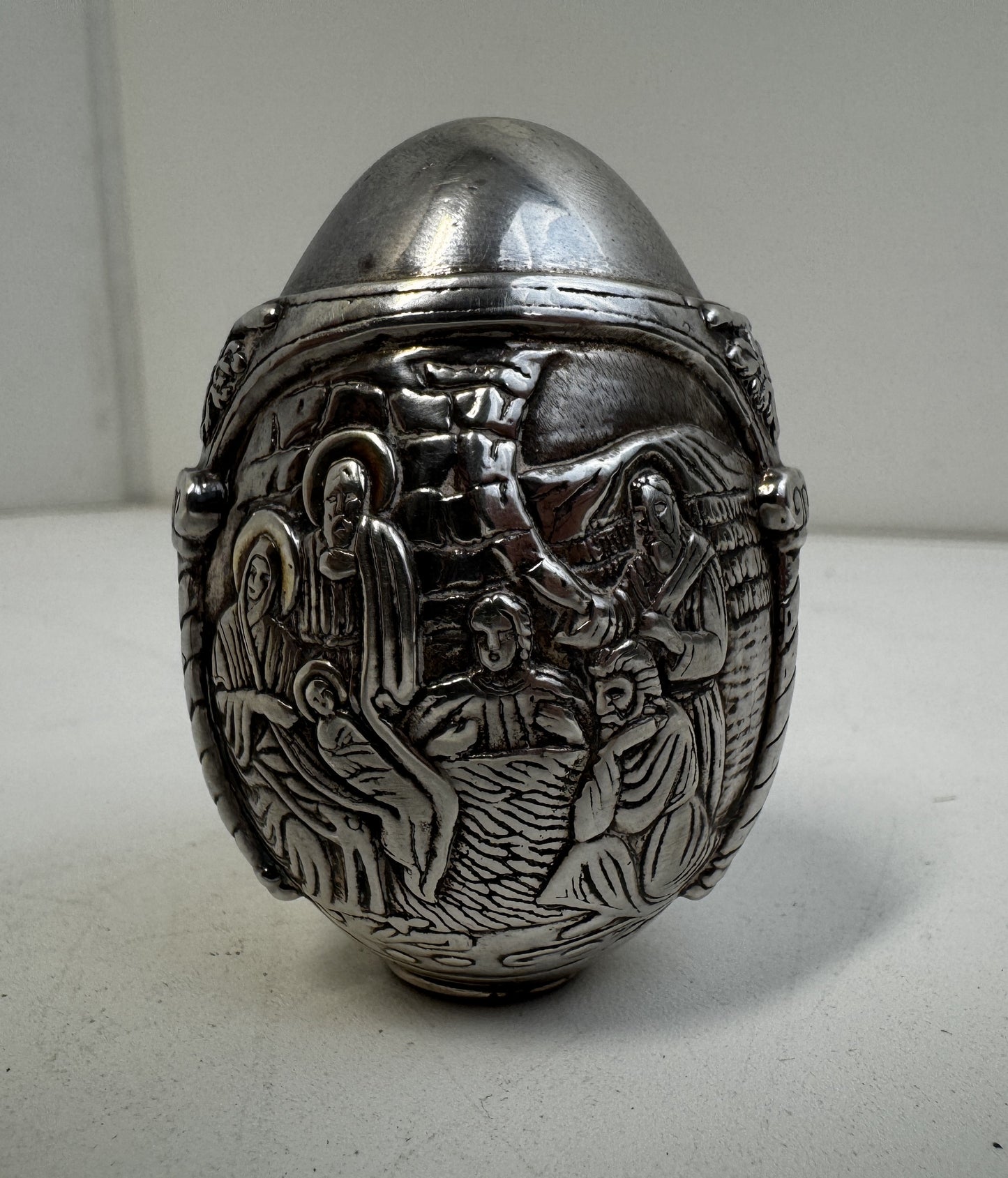 Ag 950 Silver Egg with Biblical Scene Made in Greece