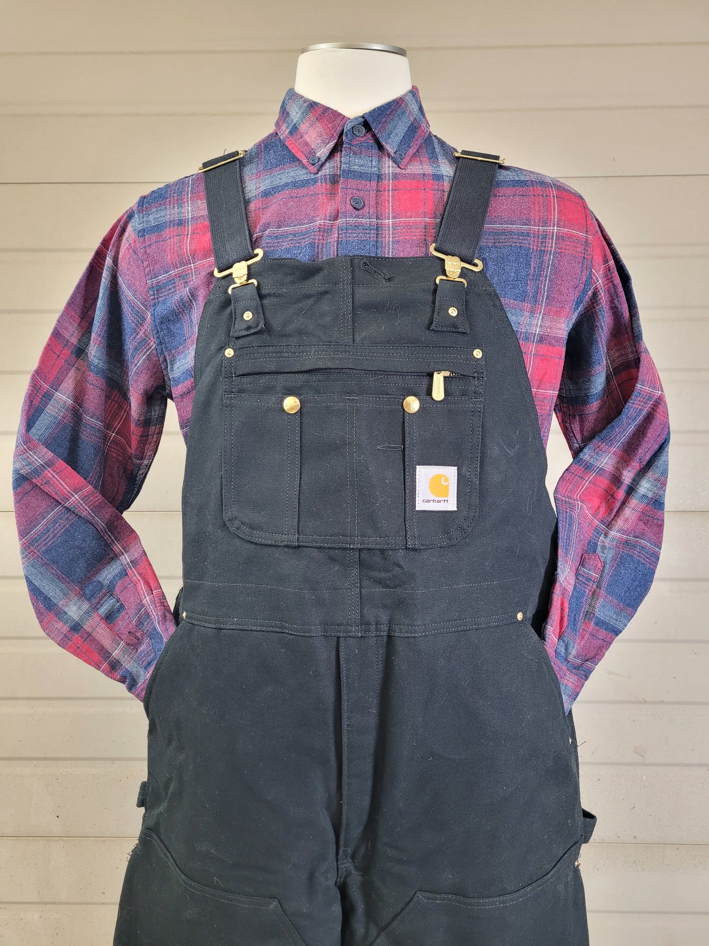 Carhartt Men’s Black Bib Overalls R41 BLK Insulated Quilted Work Coveralls Sz 44X30