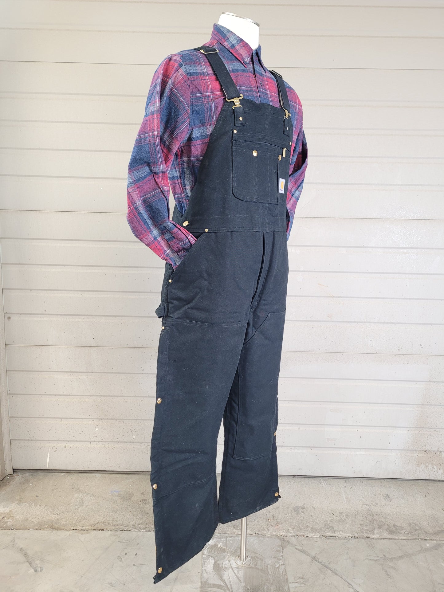 Carhartt Men’s Black Bib Overalls R41 BLK Insulated Quilted Work Coveralls Sz 44X30