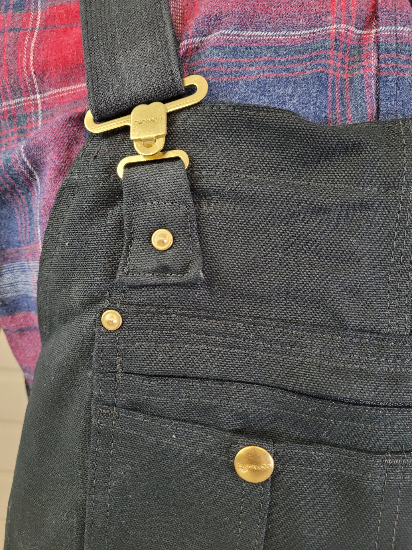 Carhartt Men’s Black Bib Overalls R41 BLK Insulated Quilted Work Coveralls Sz 44X30