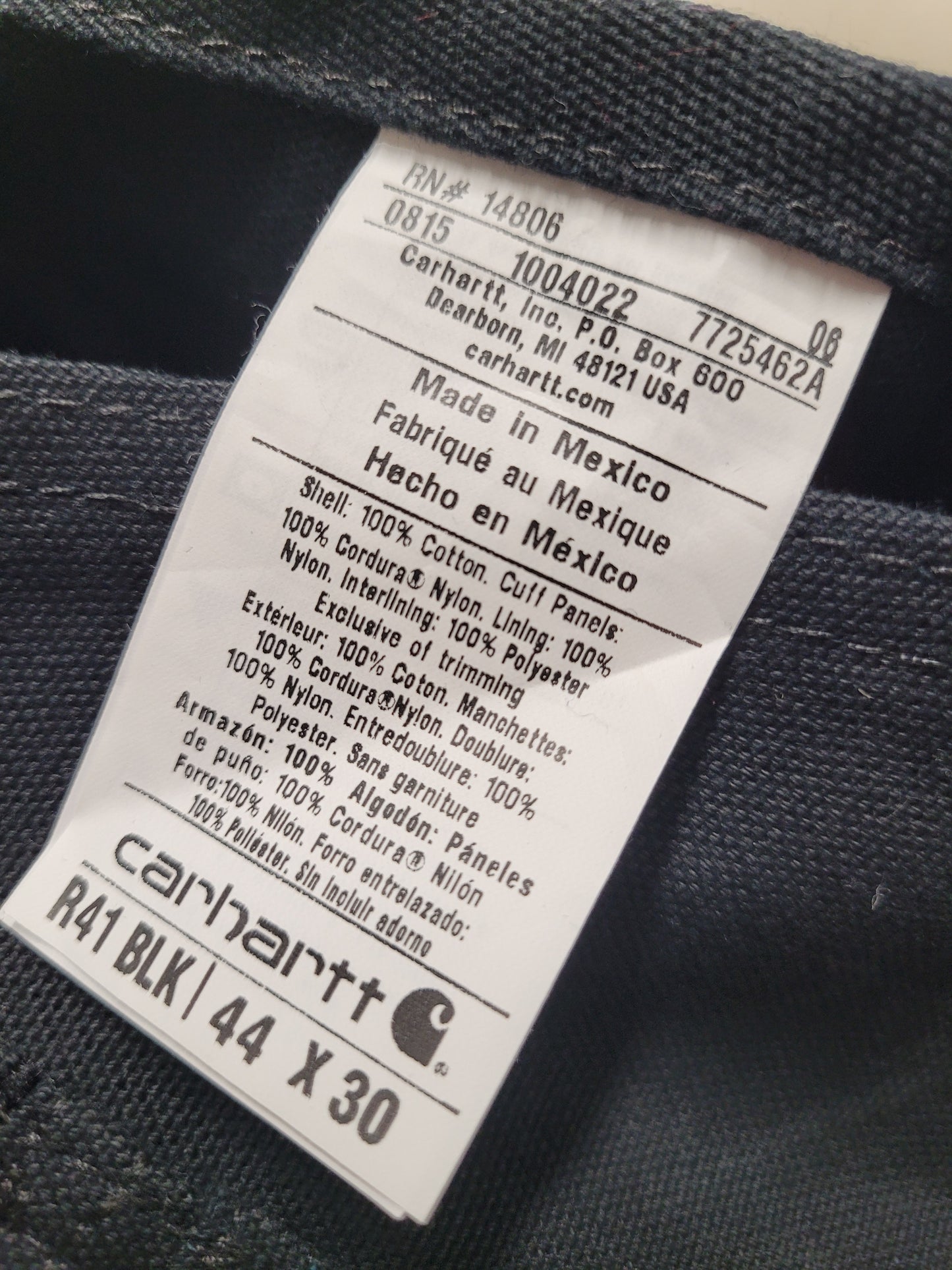 Carhartt Men’s Black Bib Overalls R41 BLK Insulated Quilted Work Coveralls Sz 44X30