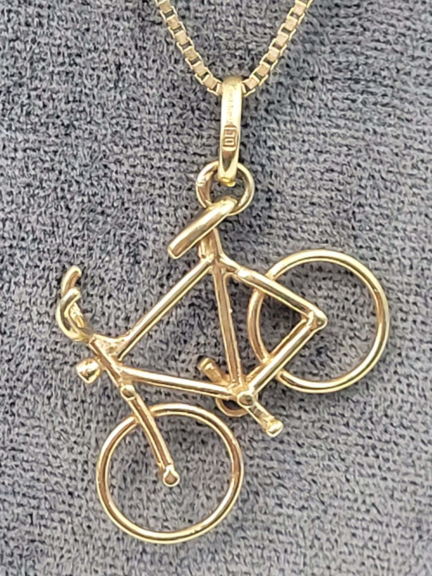 14K Solid Gold Bike Charm on 16" 14K Yellow Gold Chain