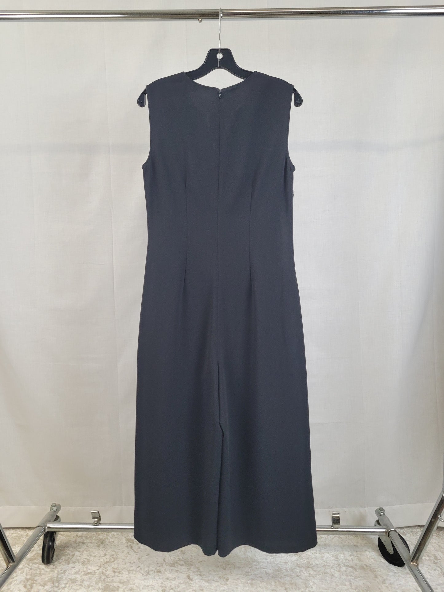 St. John Classic Stretch Cady V-Neck Jumpsuit Romper Black Sz 6 Retail $895