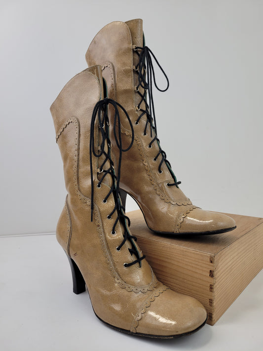 Coccinelle Lace-up Leather Boots Victorian Style Sz 6.5