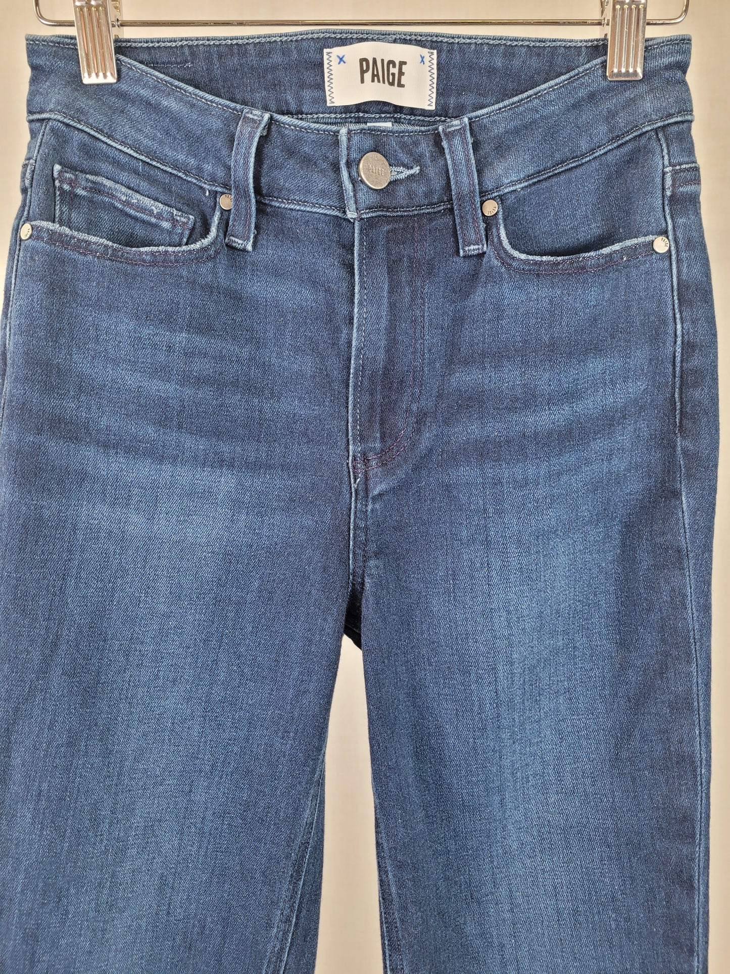 Paige Cindy Crop Raw Edge Straight Leg Denim Sz 25 EUC