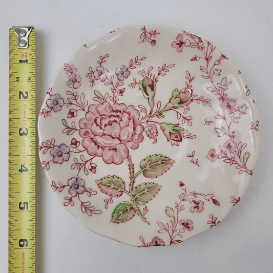 Rose Chintz Pink Floral Johnson Bros 5-3/4" Saucers Set of 12 Made in England
