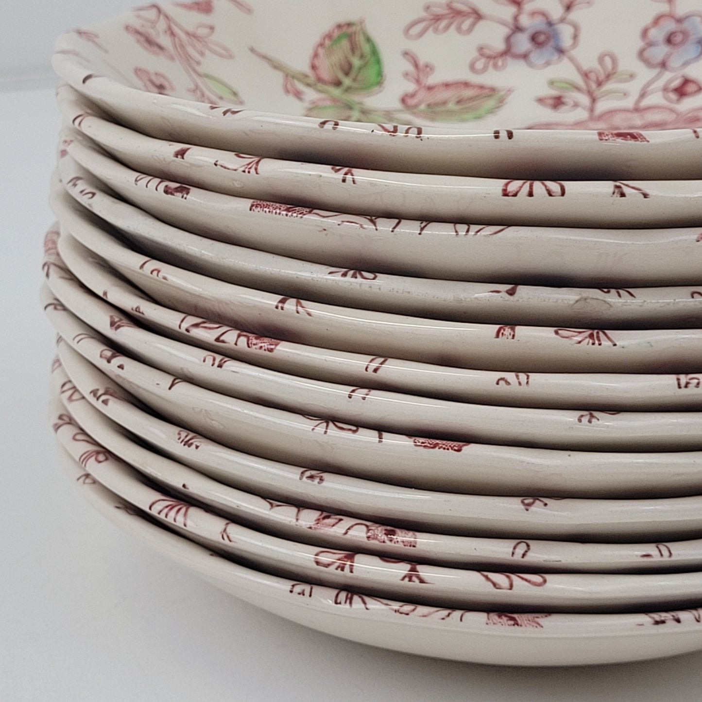 Rose Chintz Pink Floral Johnson Bros 5-3/4" Saucers Set of 12 Made in England