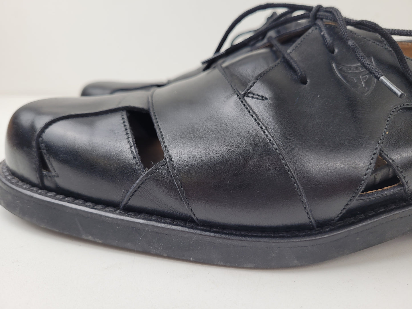 Toschi Luxury Black Leather Open Cutout Shoes Made in Italy Sz 9.5