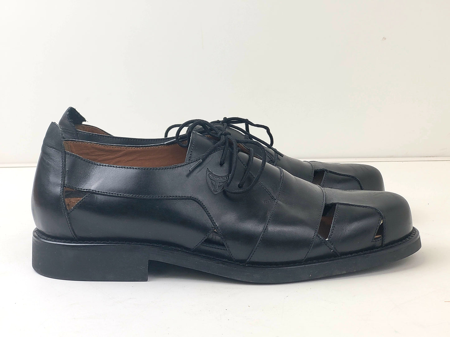 Toschi Luxury Black Leather Open Cutout Shoes Made in Italy Sz 9.5