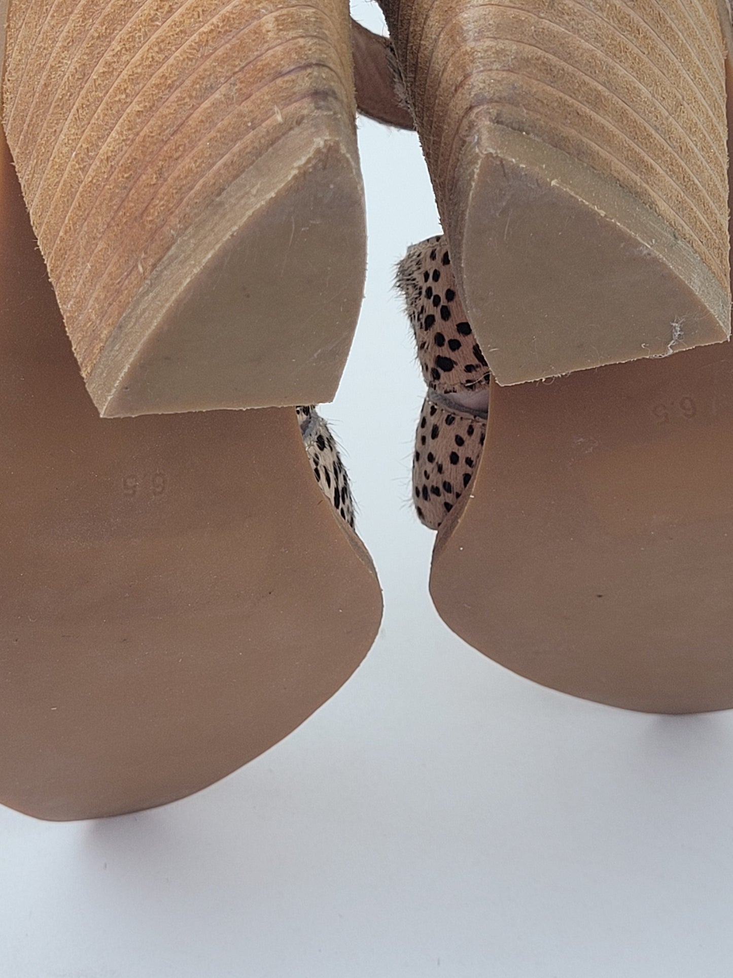 Jeffrey Campbell Leopard Print Calf Hair Strappy Bootie Heels Sz 6.5 EUC