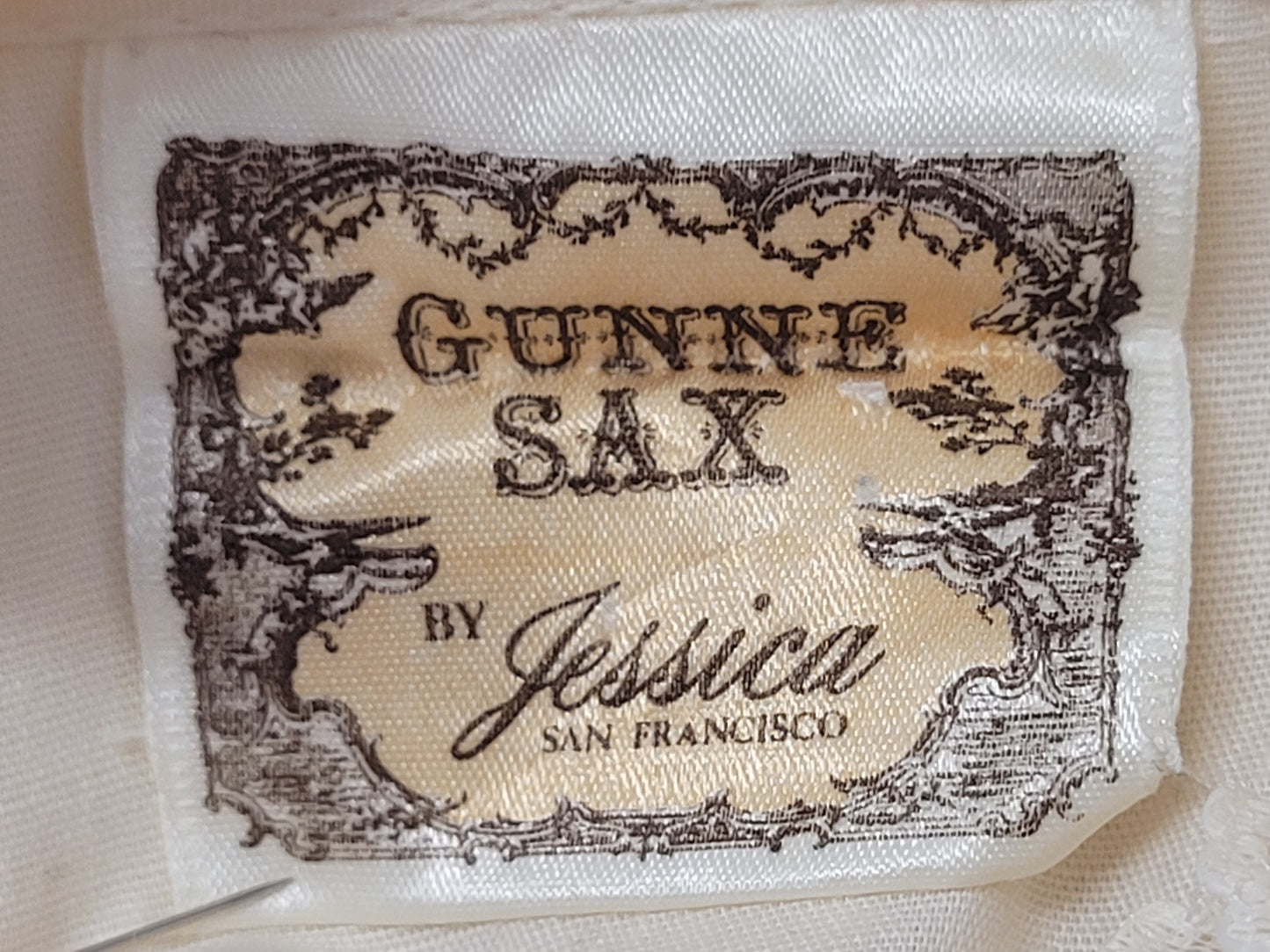1970s Vintage Gunne Sax Ivory Dress with Eyelet Lace Trim Cottage Core Sz S