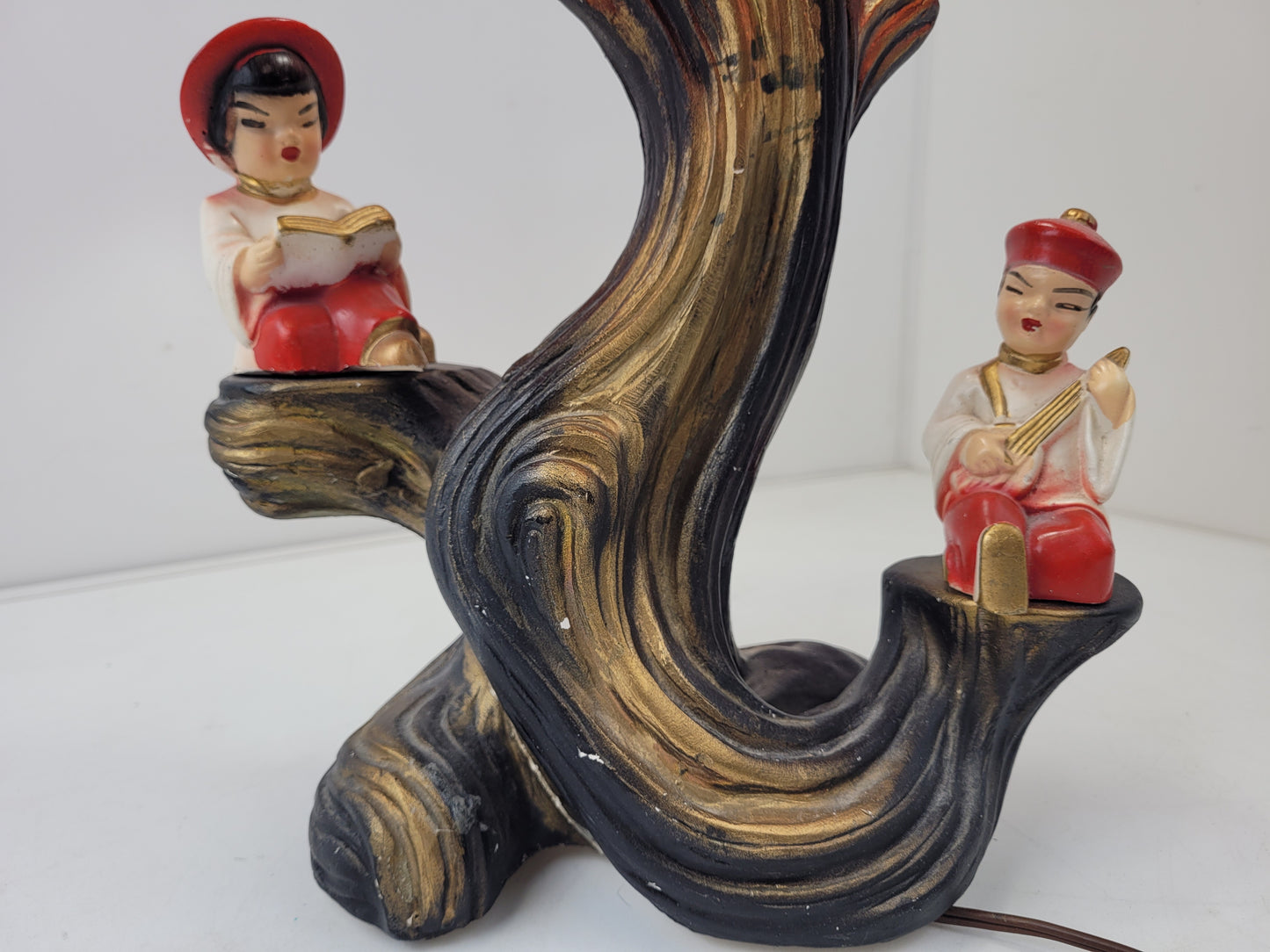 1955 Silvestri Bros Asian Figures Table Lamp Mid Century Modern