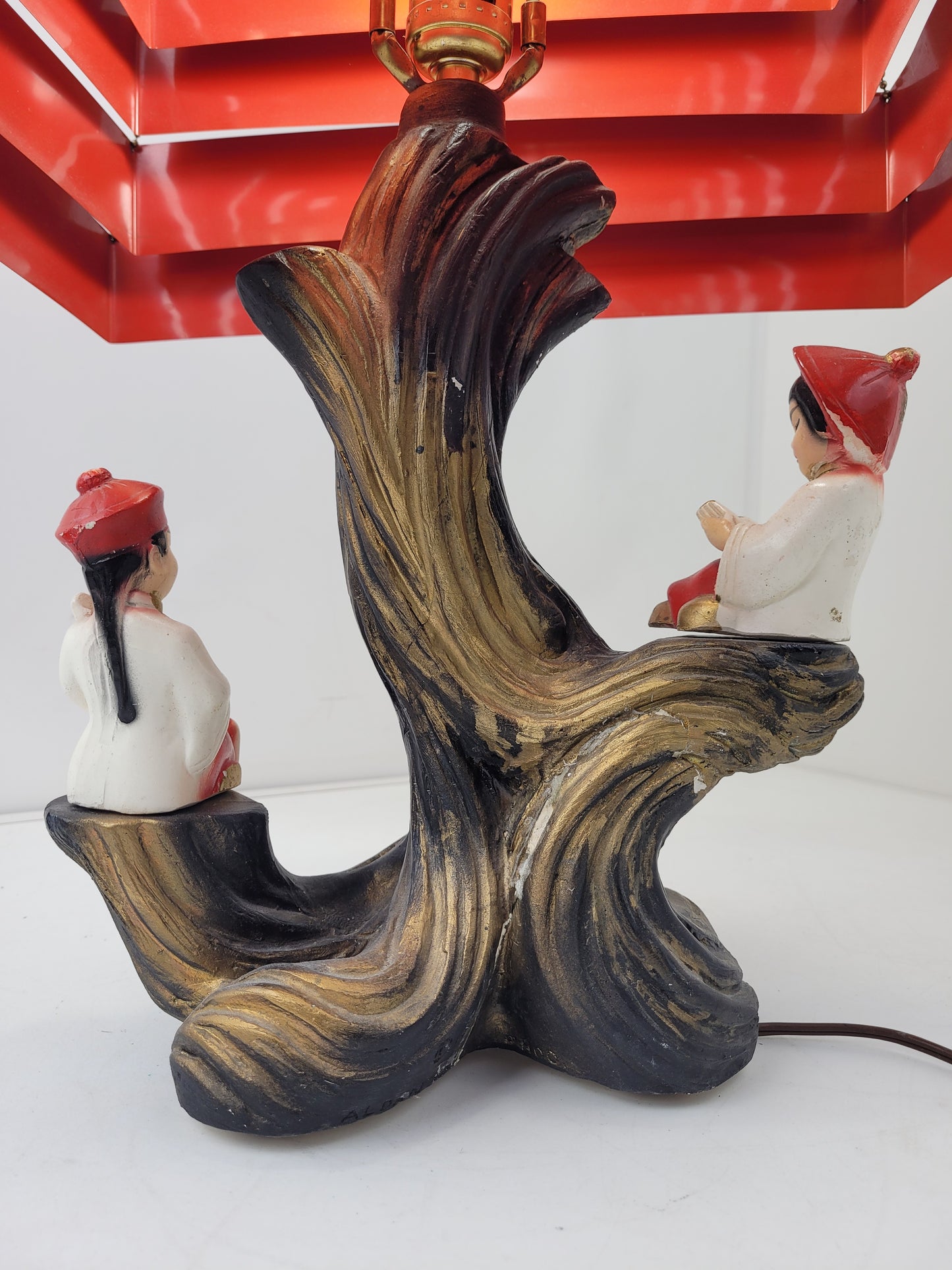 1955 Silvestri Bros Asian Figures Table Lamp Mid Century Modern