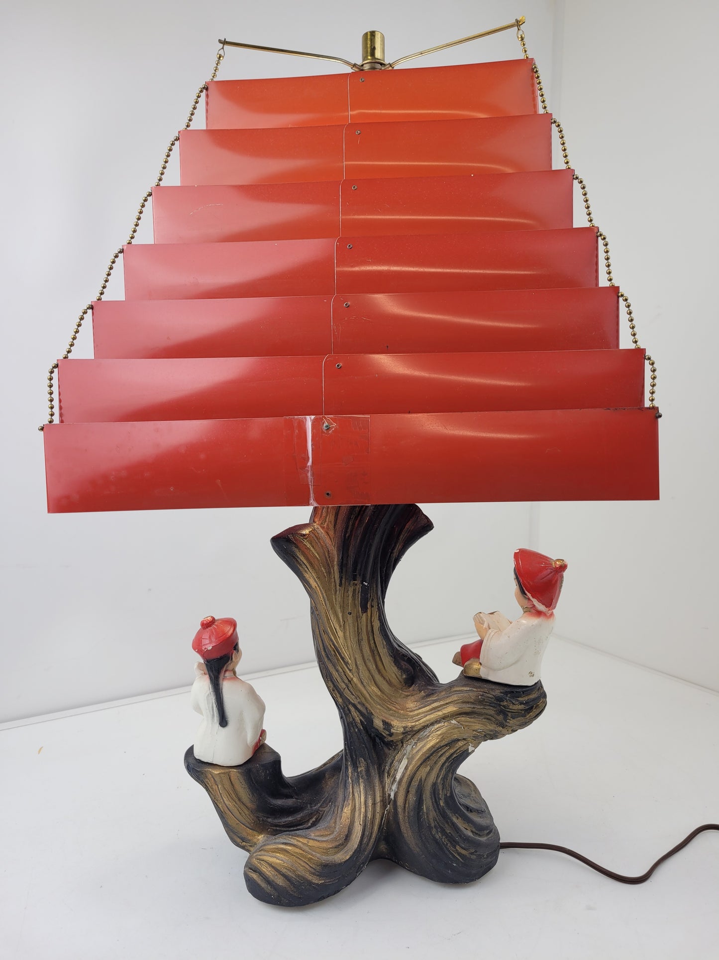 1955 Silvestri Bros Asian Figures Table Lamp Mid Century Modern