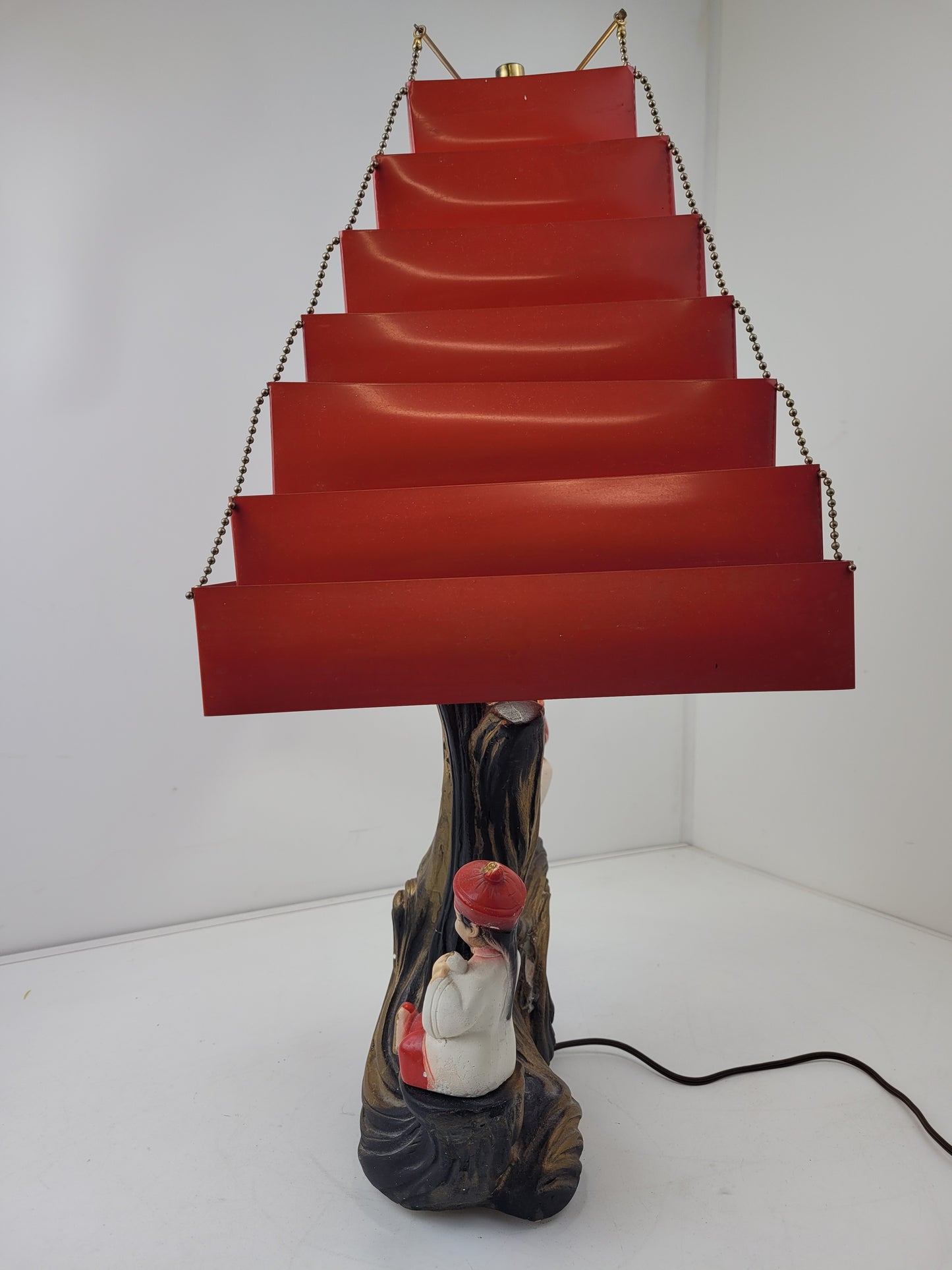 1955 Silvestri Bros Asian Figures Table Lamp Mid Century Modern