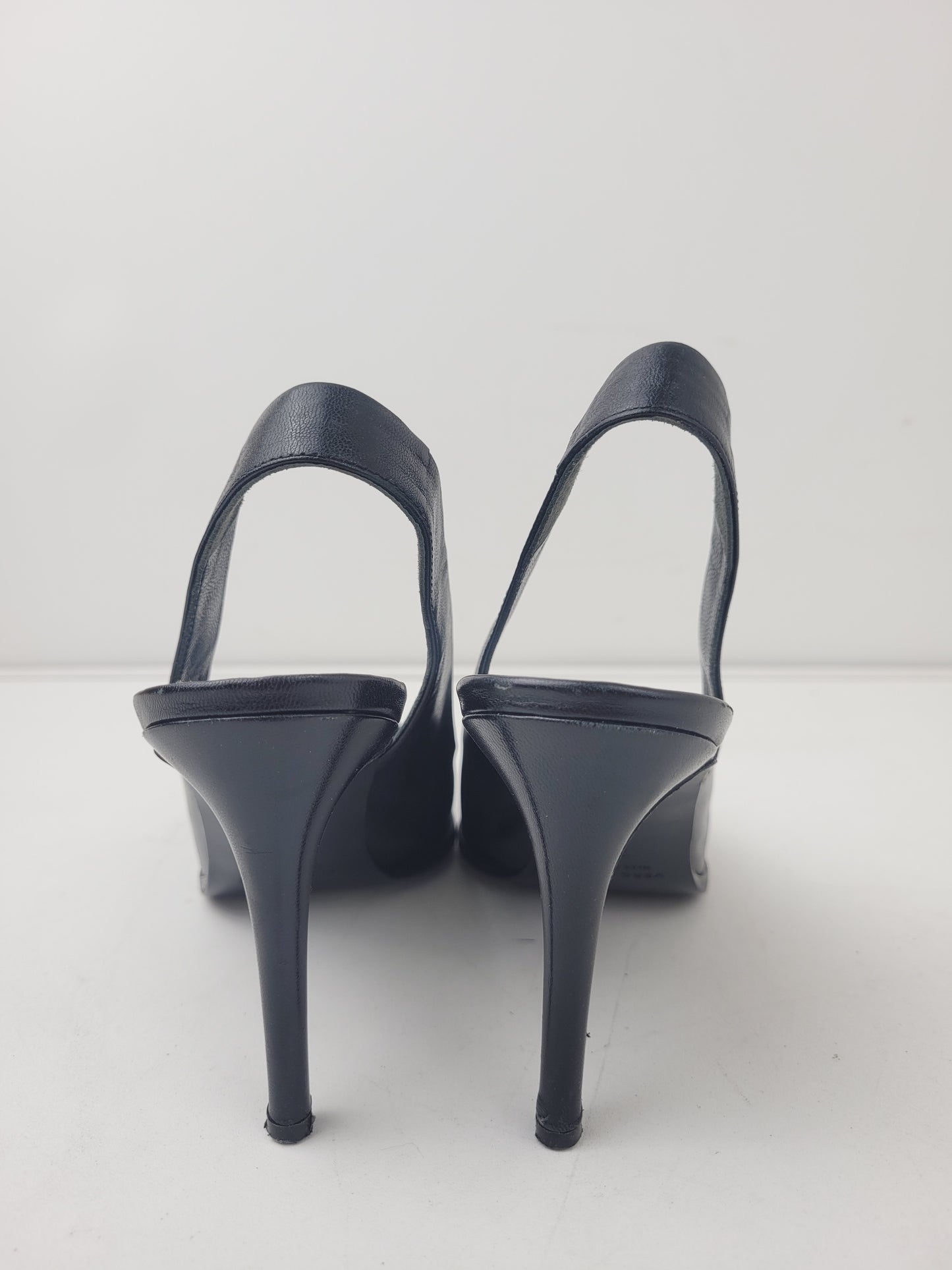 Helmut Lang Black Leather Slingback Pointed Toe Pumps Sz 36