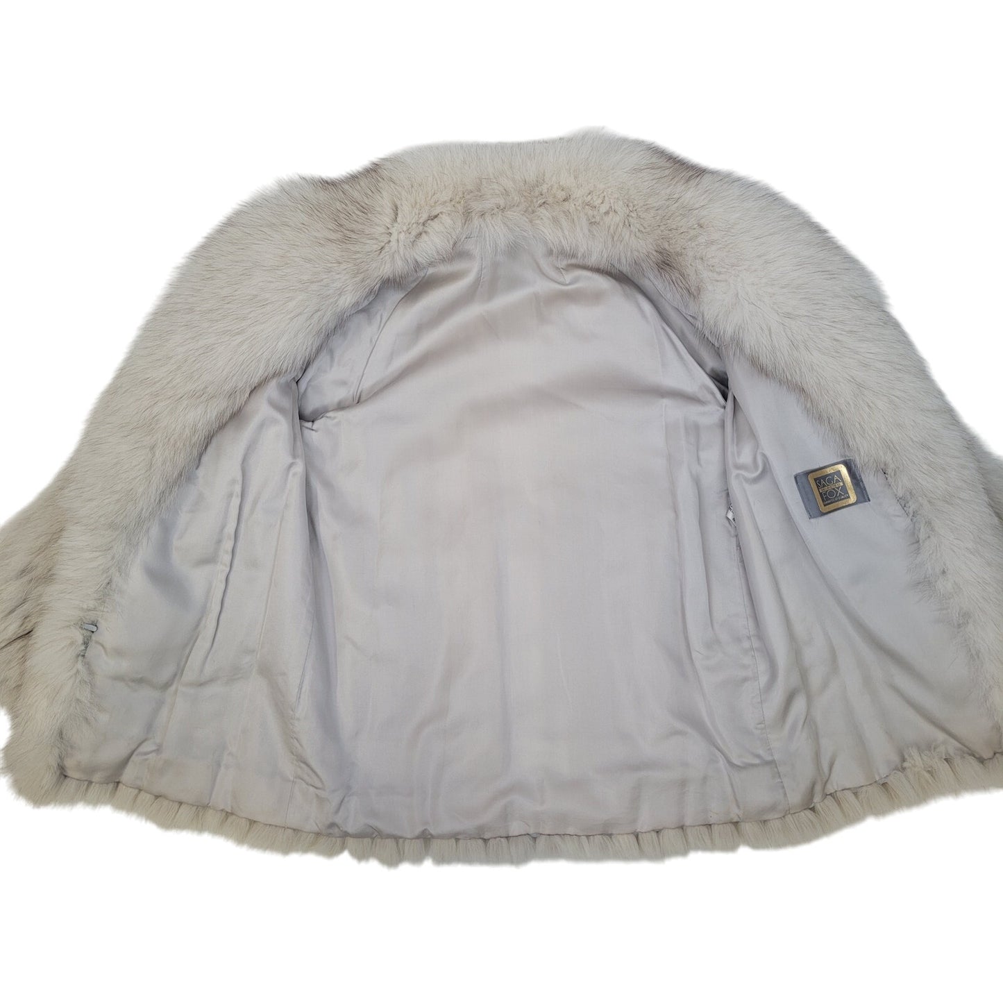 Vintage 1980s-90s Saga Fox Fur Coat w Pockets Sz S/M