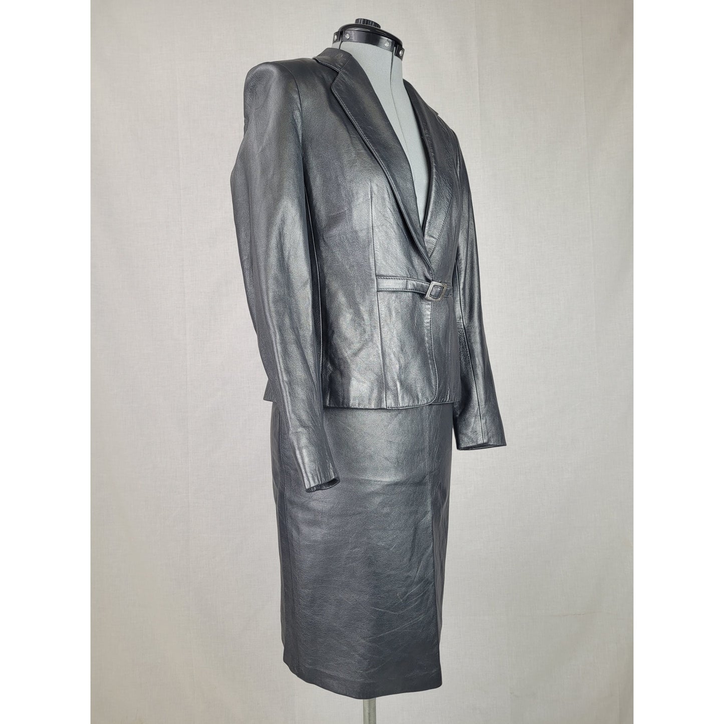 Vintage Leather Pencil Skirt Suit Sz S
