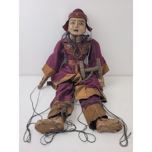 Antique Burmese Tai Hand-Carved Marionette String Puppet