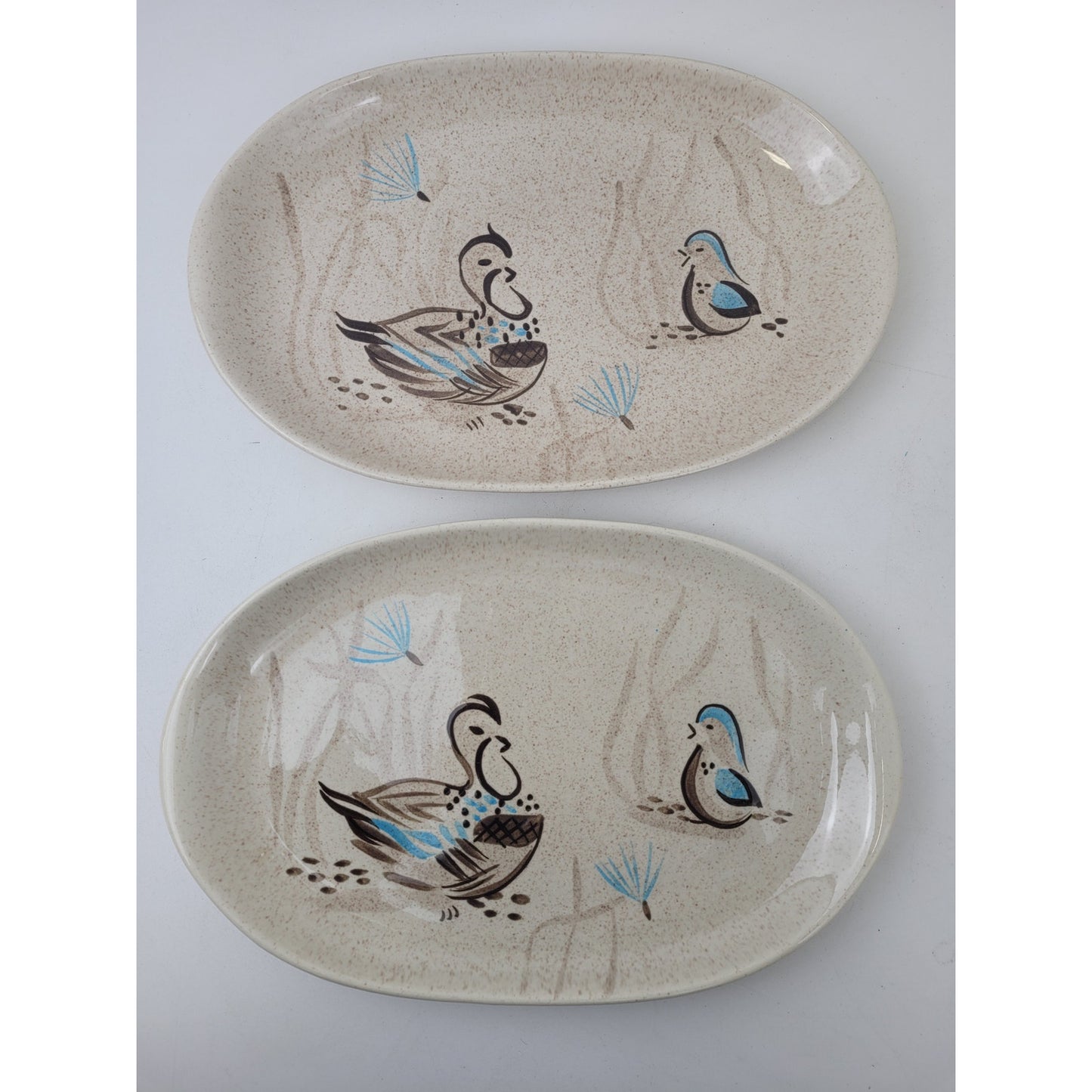 Vintage "Bob White" by Red Wing Pottery Serving Platters, Bowl & Nut Dish