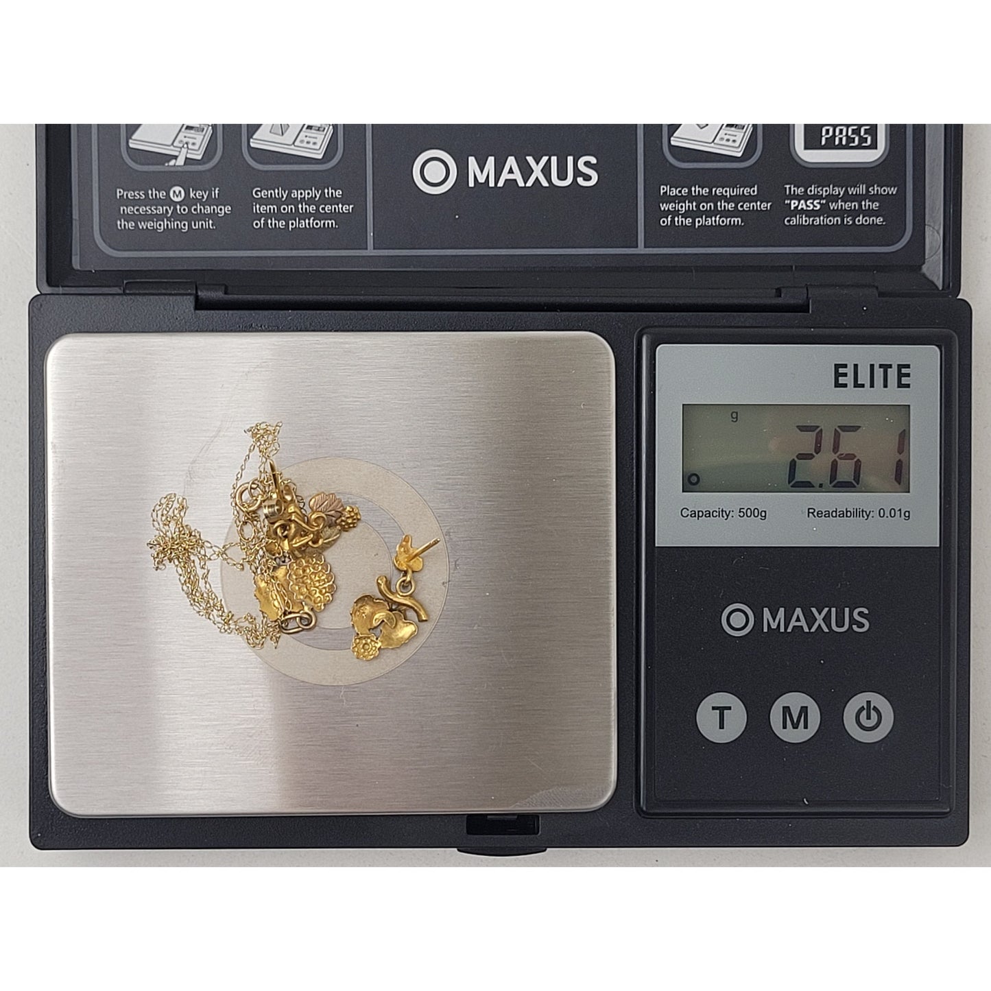 VTG 10K Yellow Rose Gold Grape Cluster Earring & Necklace Set 2.61 g