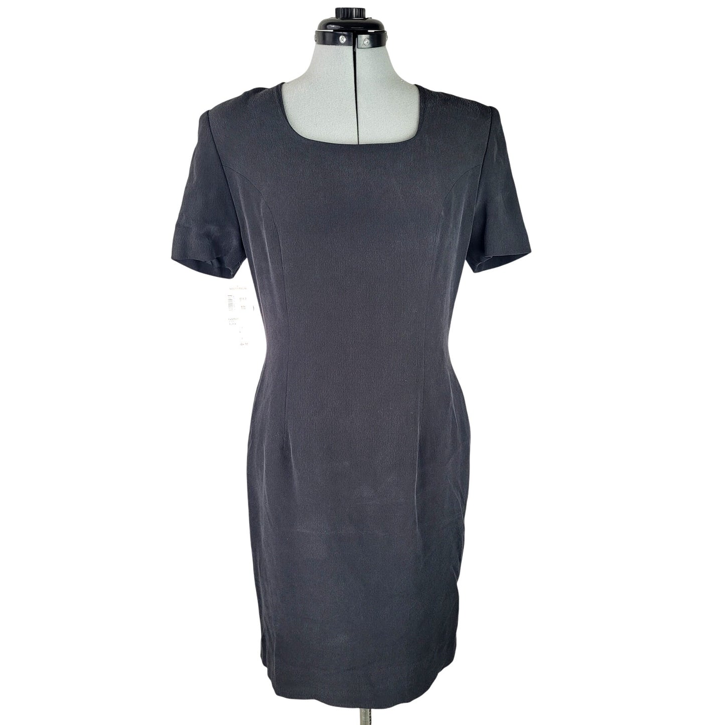VTG Nordstrom Black Silk Sheath Mini Dress Sz 4 NWT Retail $124