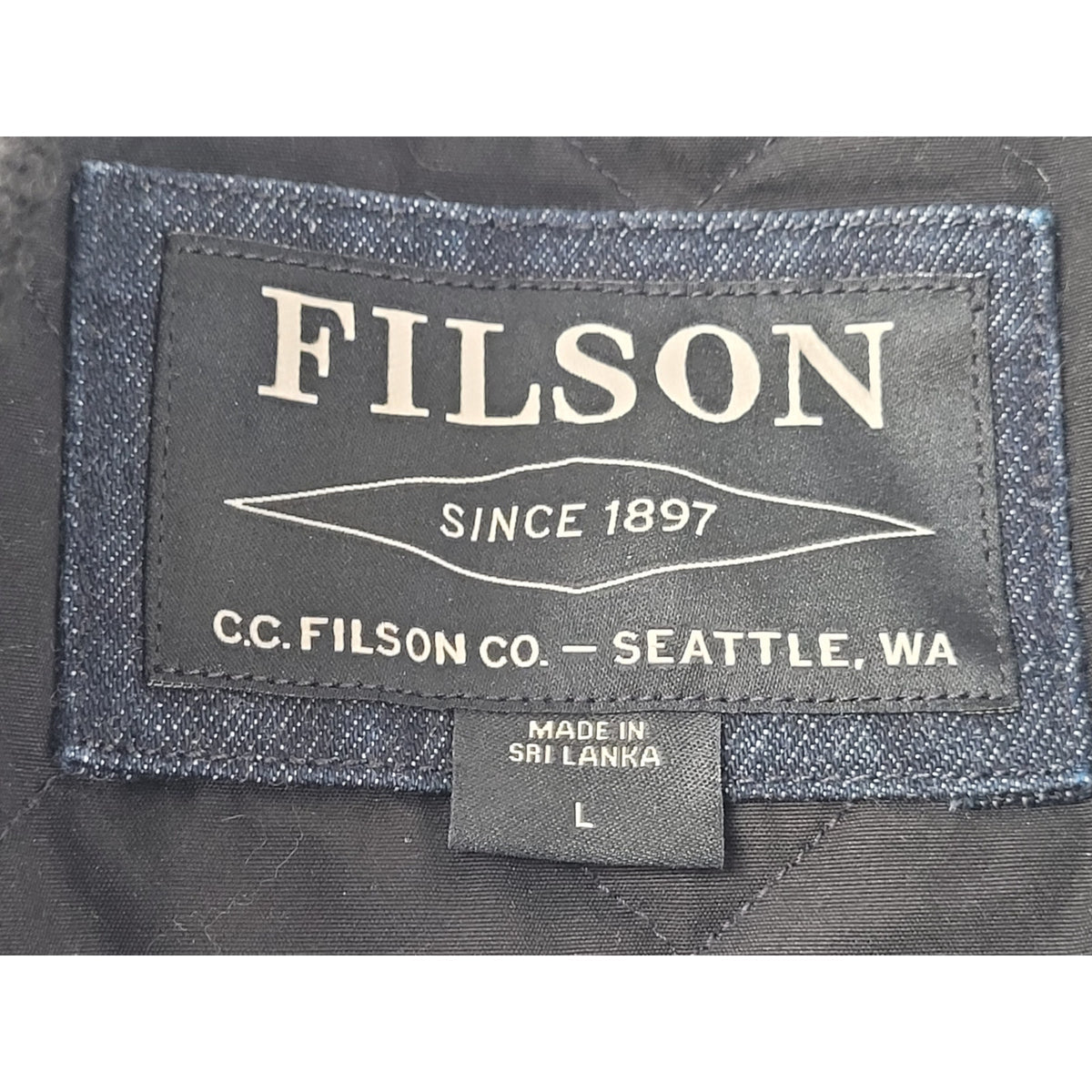 Filson Denim Insulated Work Vest in Raw Indigo Men's Sz L