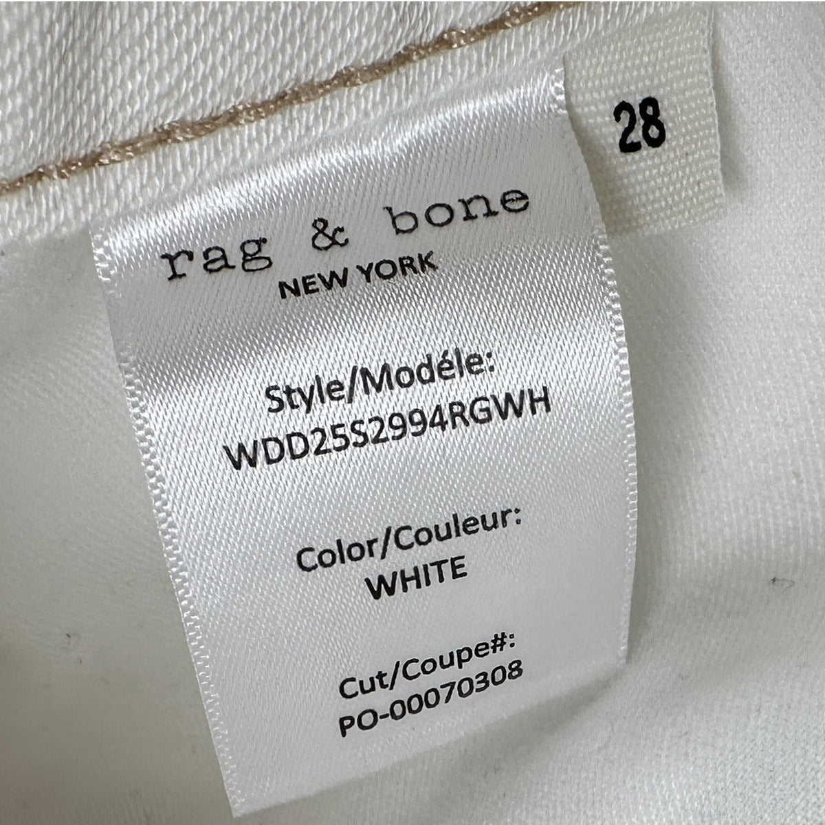 Rag & Bone White The Charlie High-Rise Barrel Jeans Women's Sz 28 NWT