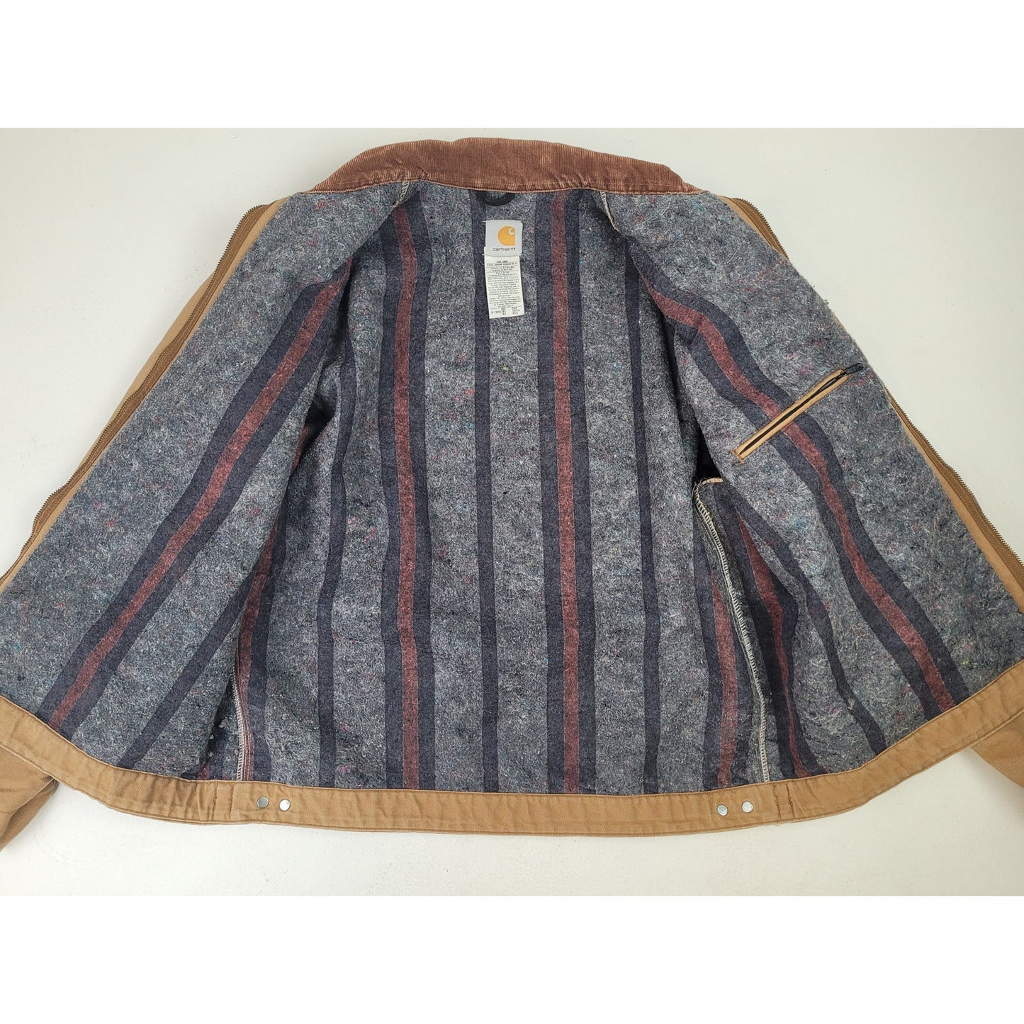 Vintage 2005 Carhartt Brown Canvas Work Jacket Blanket Lined Men's Sz L/XL