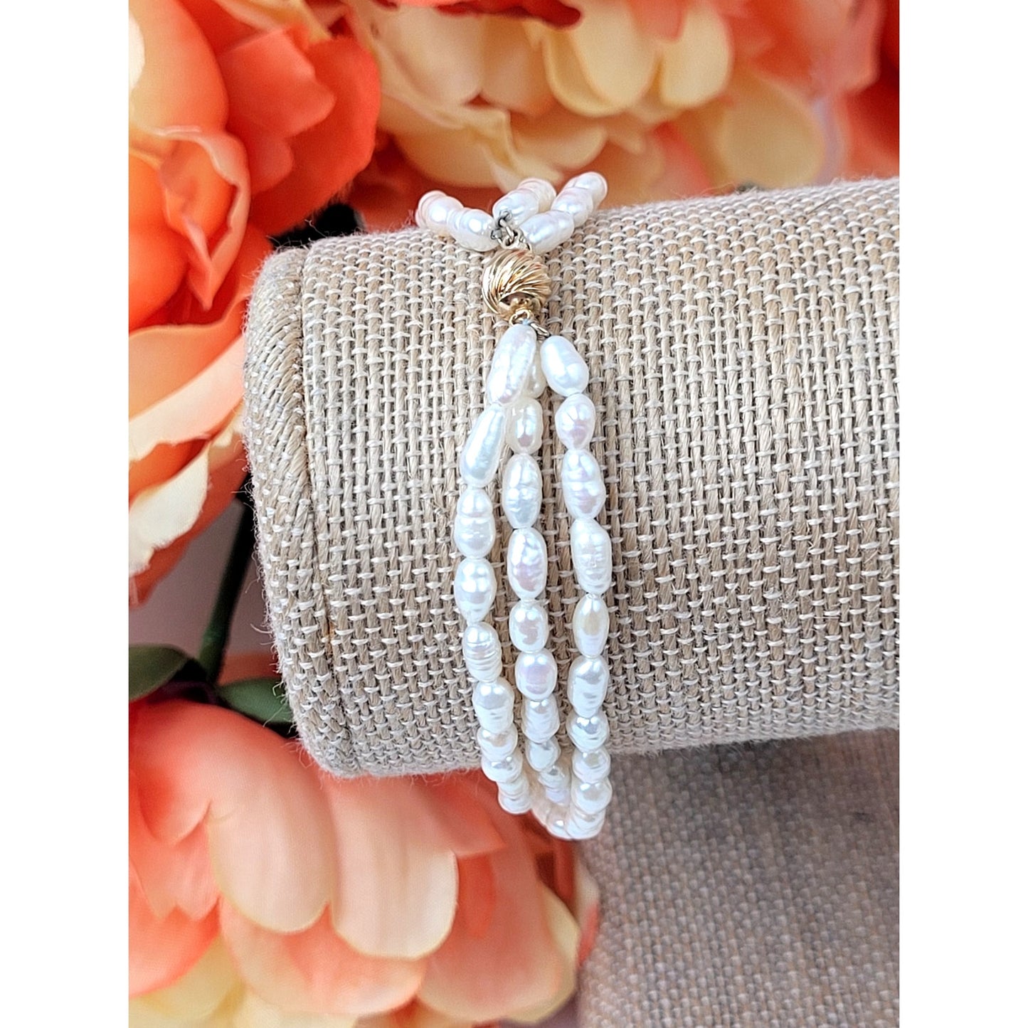 Freshwater Pearl Bracelet w 14K Yellow Gold Clasp 9.63 g