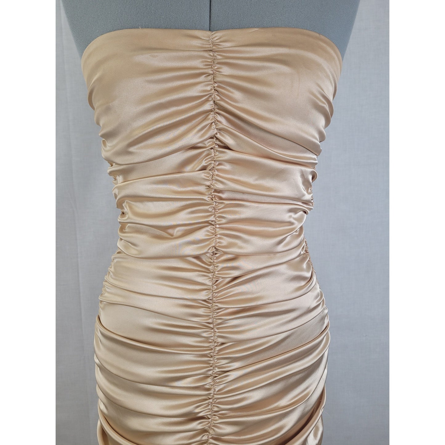 VTG Jessica McClintock Strapless Satin Bodycon Mini Dress USA Y2K Sz S