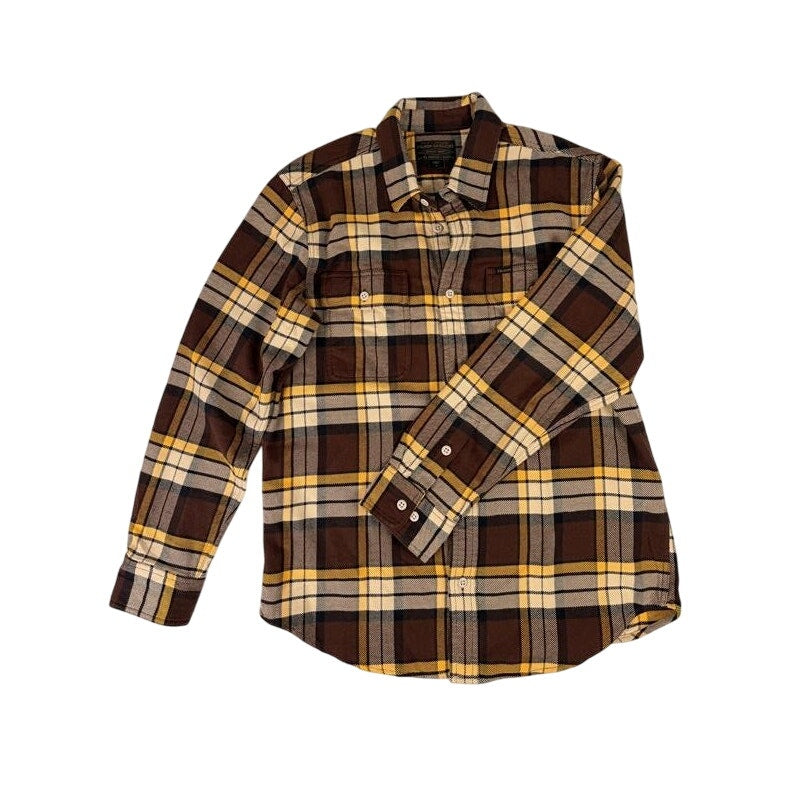 Filson Vintage Style Flannel Yellow and Brown Work Shirt Men's Sz L