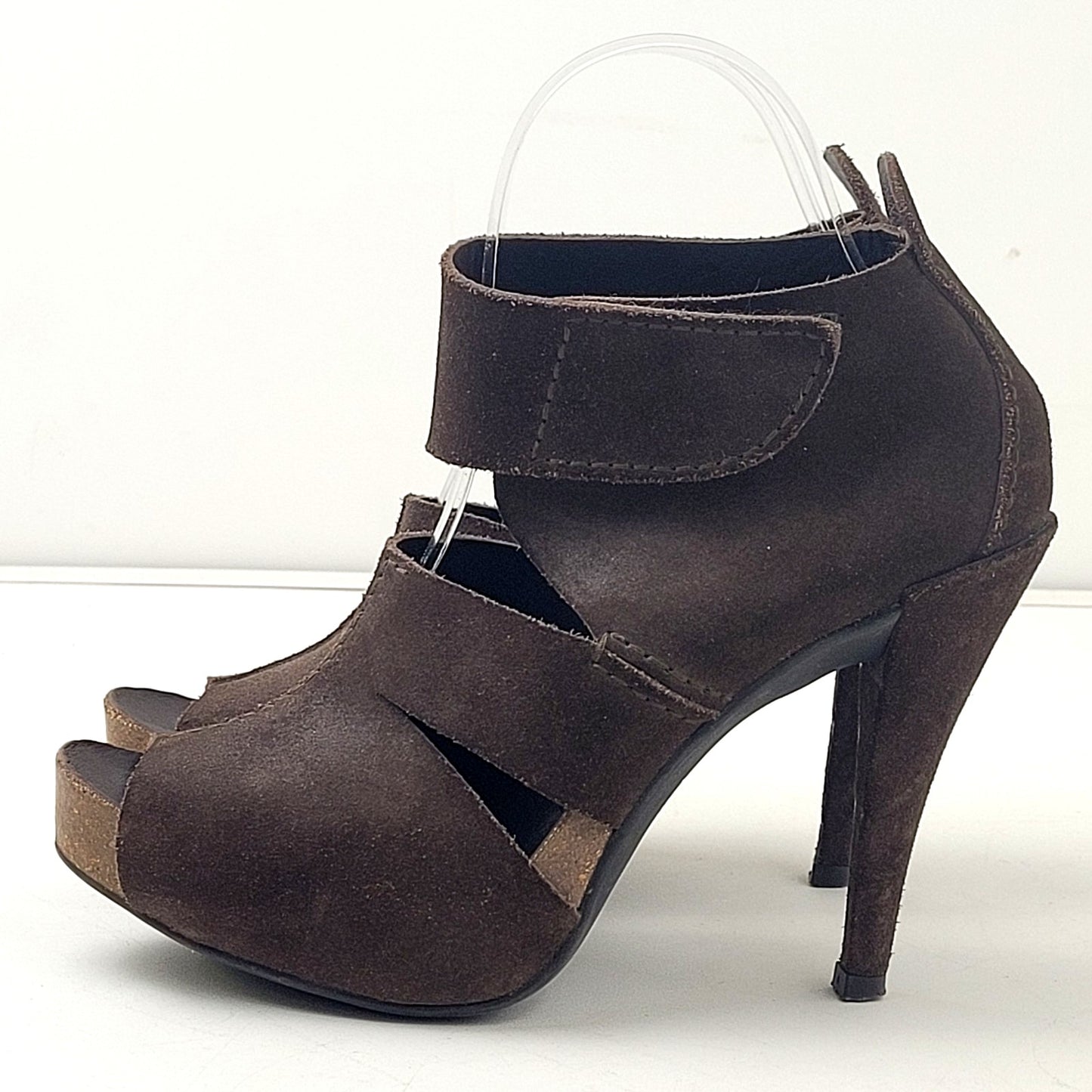 Pedro Garcia Bootie High Heels Brown Leather Suede Sz 37.5