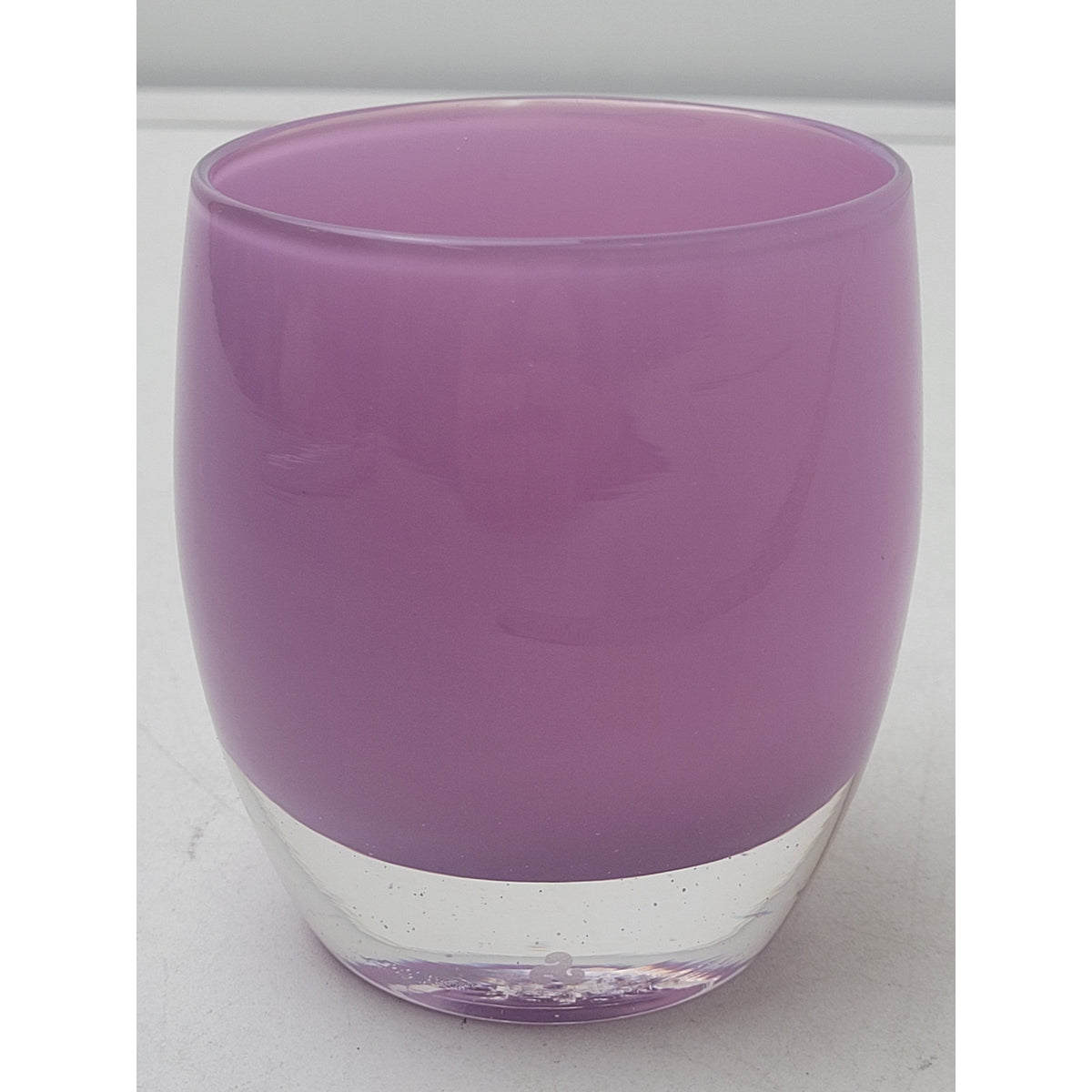 glassybaby "Mom" Lavender Purple Glass Votive Candle Holder w Tag