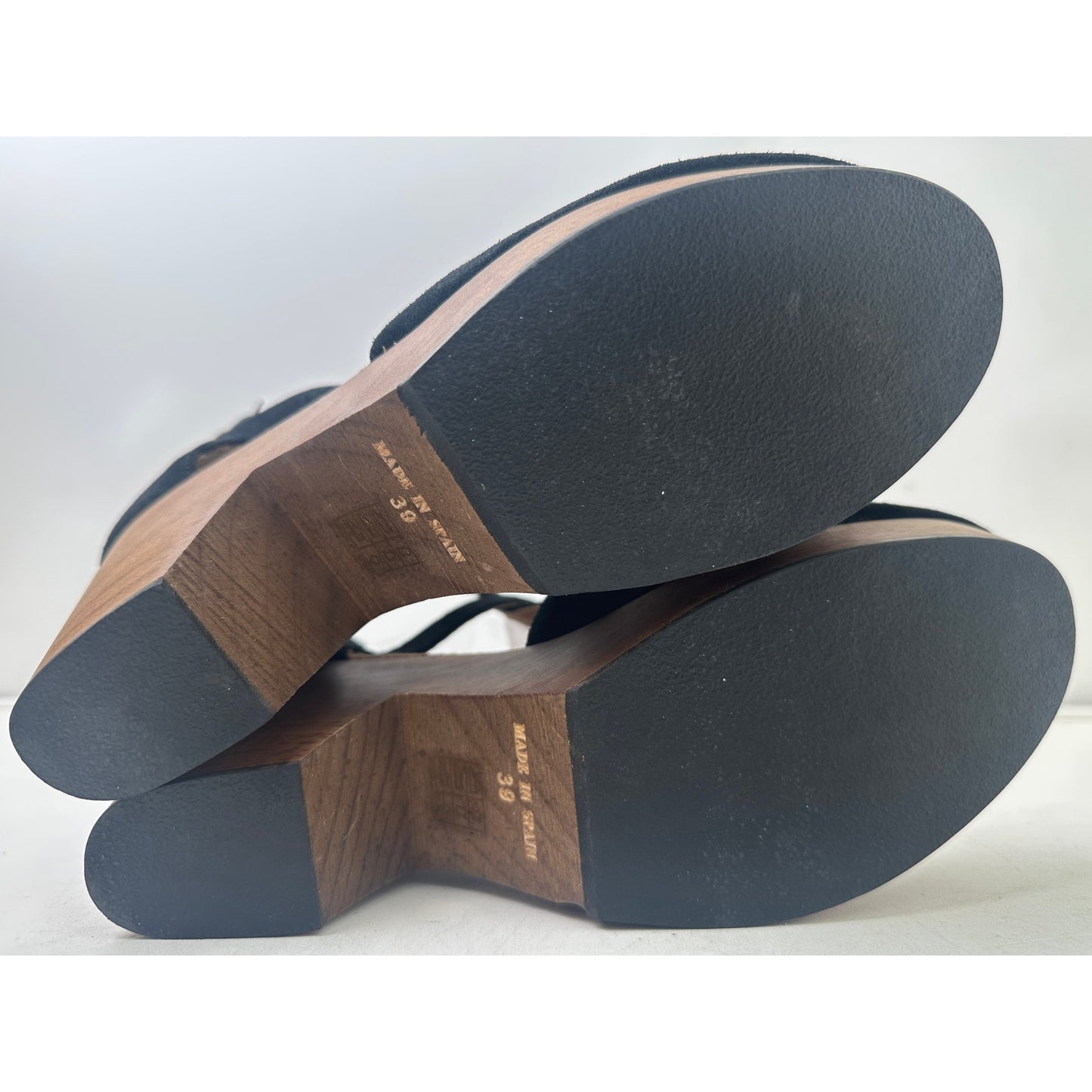 Free People Black Suede Cedar Platform Wood Clogs Women's Sz 39